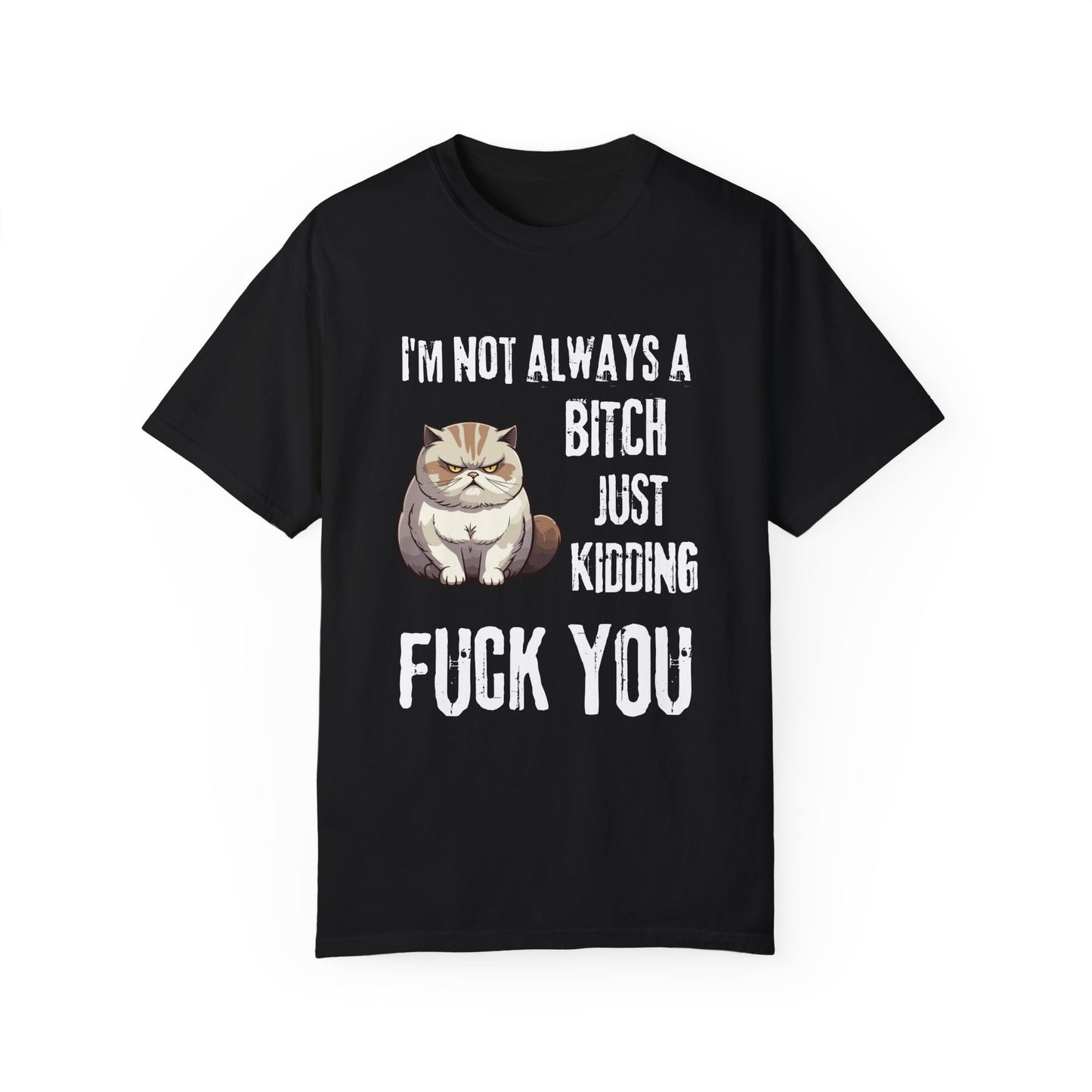 I'm Not Always A Bitch angry Cat Unisex Shirt in black with humorous text design