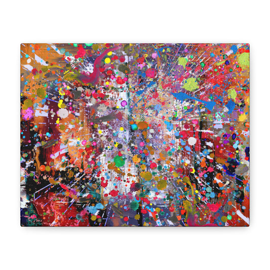 Vibrant neon explosion abstract art canvas print featuring colorful splashes and dynamic composition