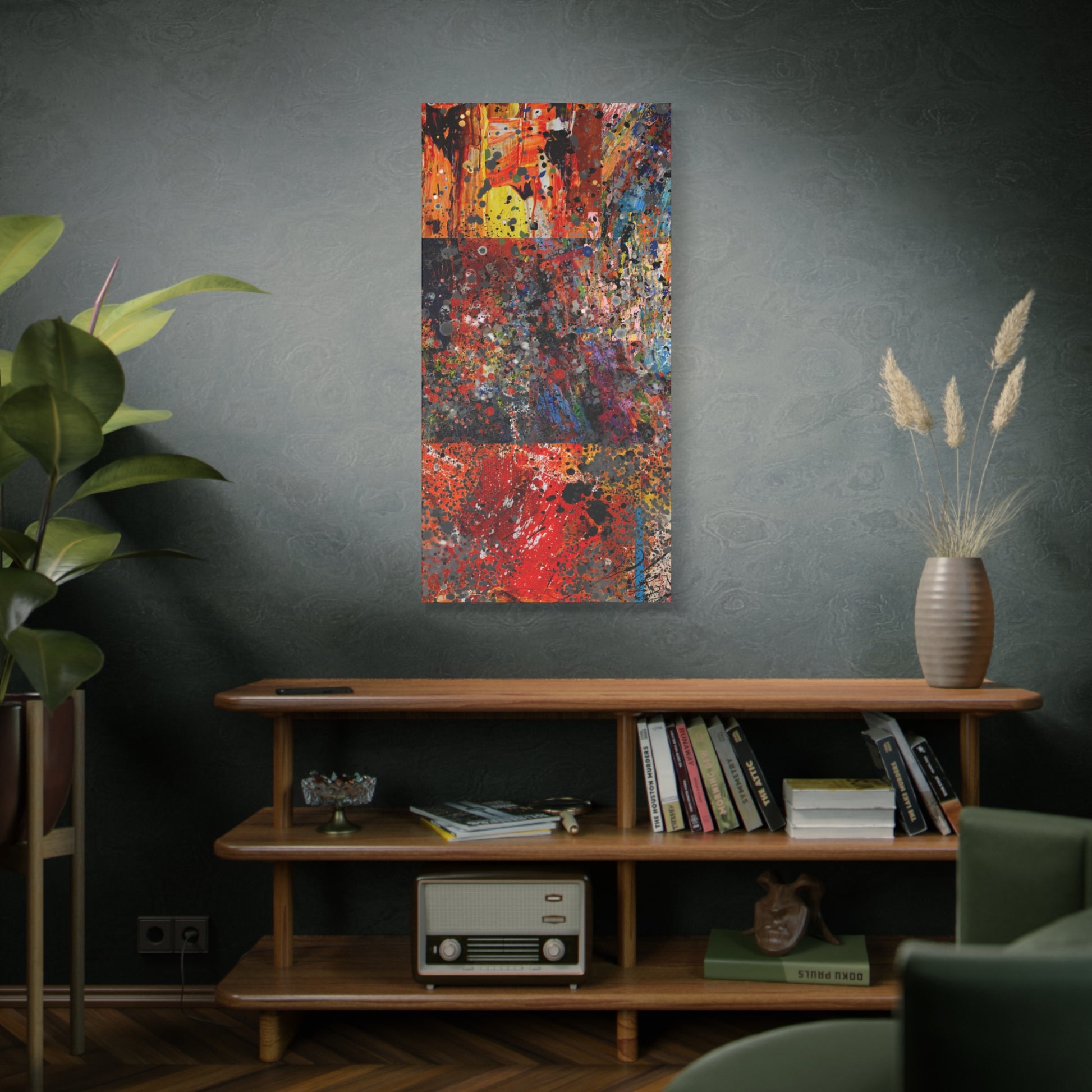 Fragments of Fire : Bold Red and Orange Abstract Splatter Canvas Art Print - Paragon Prints