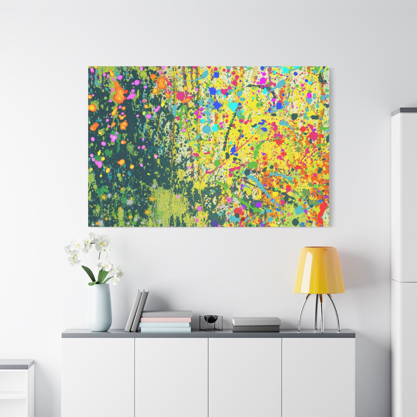 Vibrant Colorful Paint Splatter Abstract Art Canvas Print - Paragon Prints