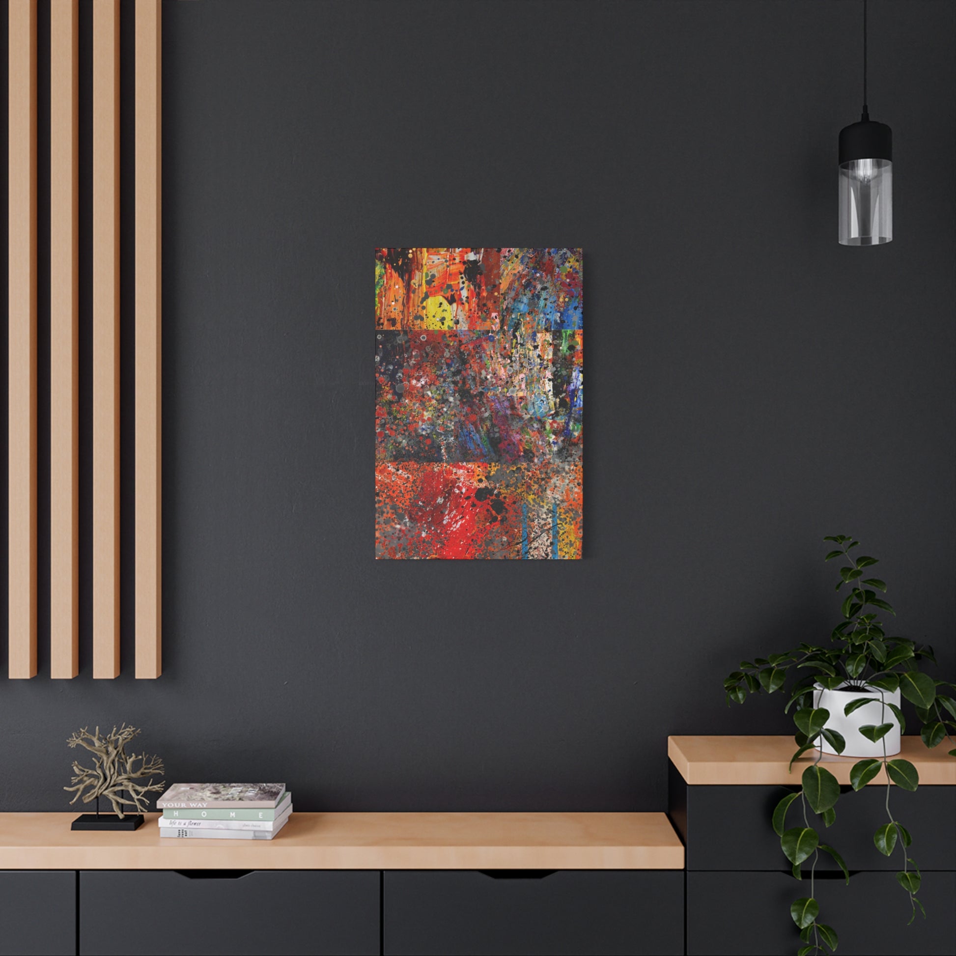 Fragments of Fire : Bold Red and Orange Abstract Splatter Canvas Art Print - Paragon Prints