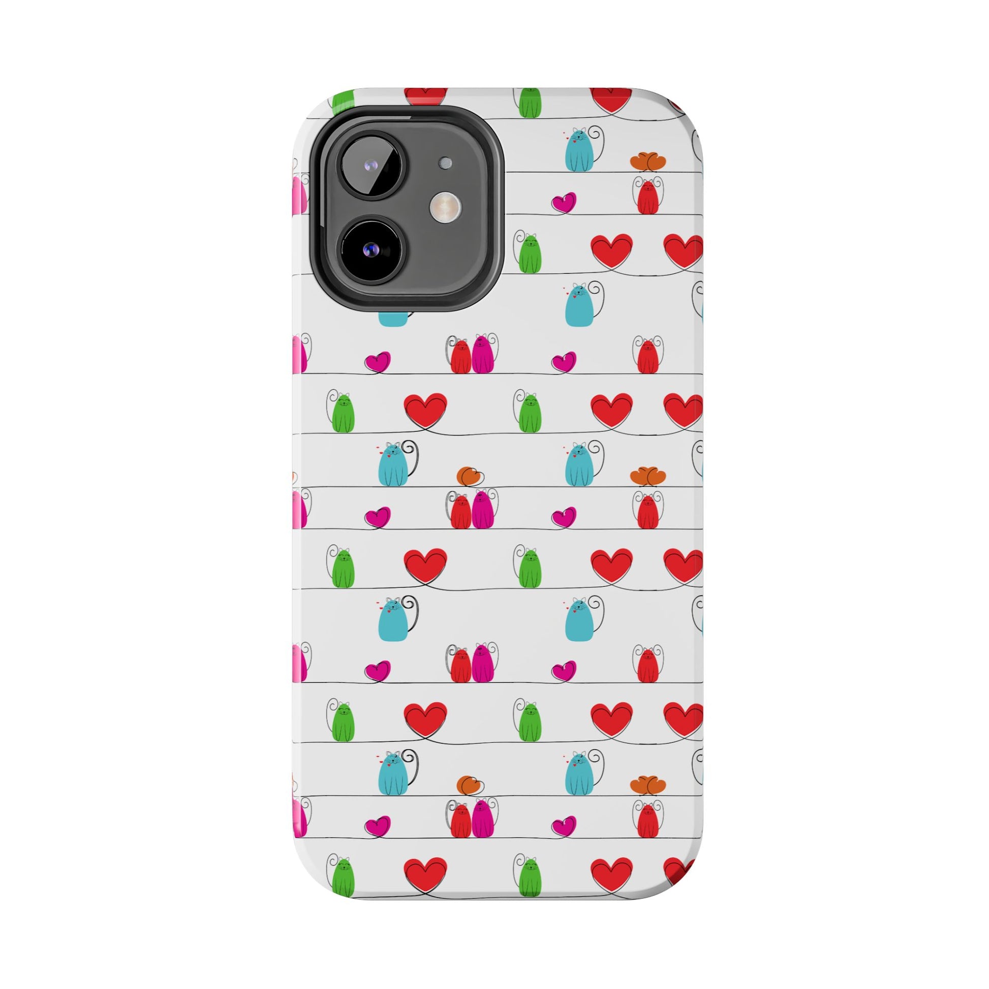 A cute, durable phone cover featuring a whimsical cat print. Tough and impact-resistant, compatible with iPhone and Samsung devices.