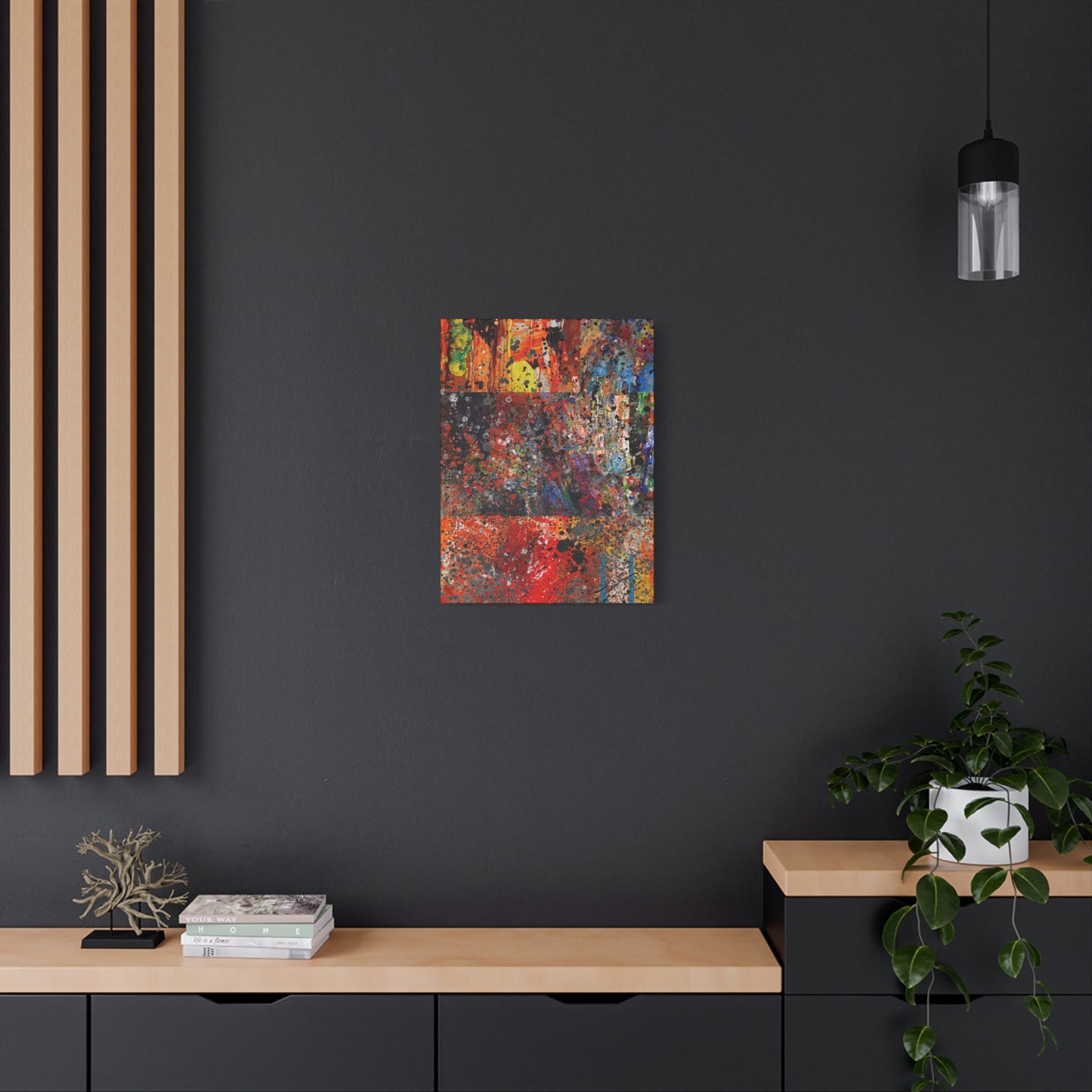 Fragments of Fire : Bold Red and Orange Abstract Splatter Canvas Art Print - Paragon Prints