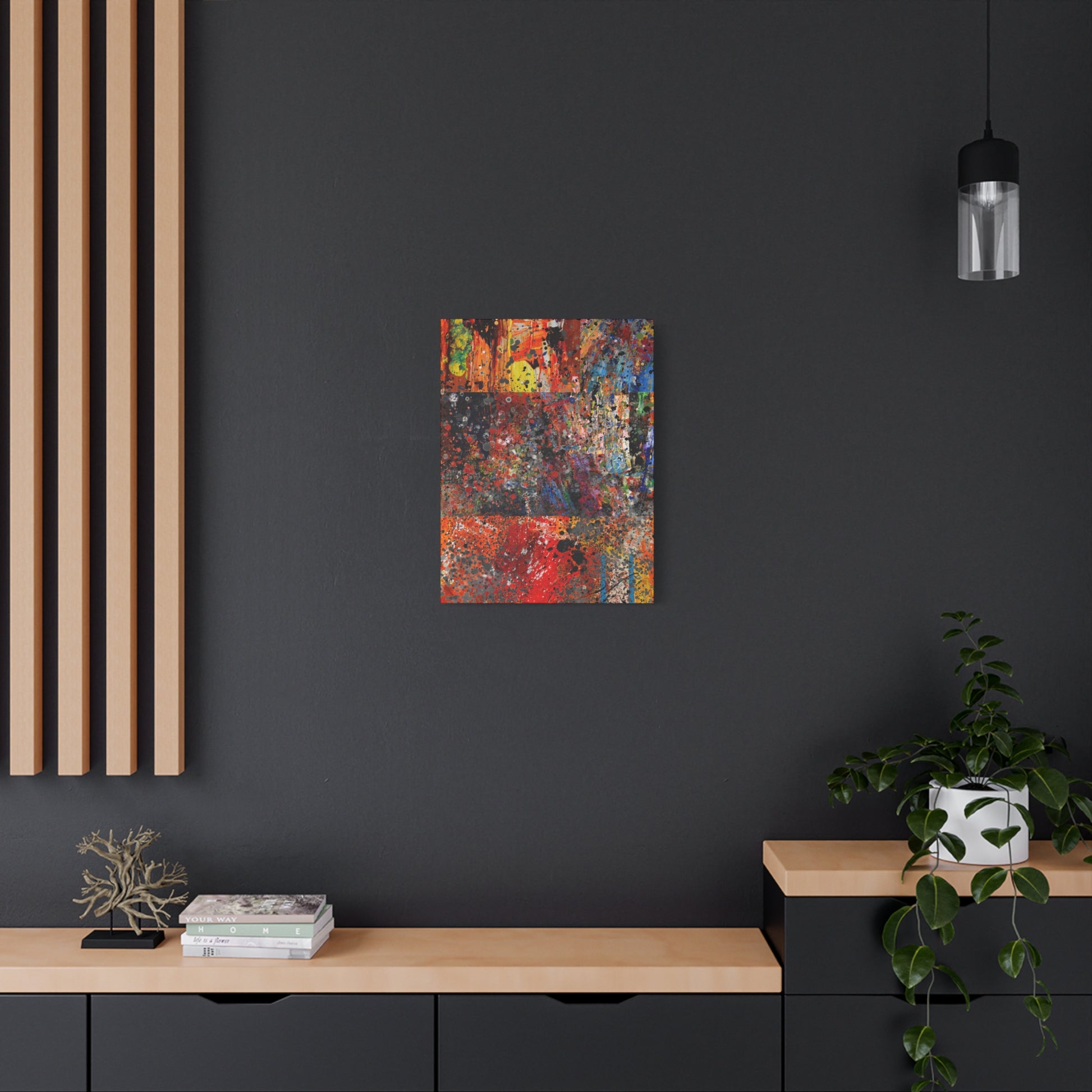 Fragments of Fire : Bold Red and Orange Abstract Splatter Canvas Art Print - Paragon Prints