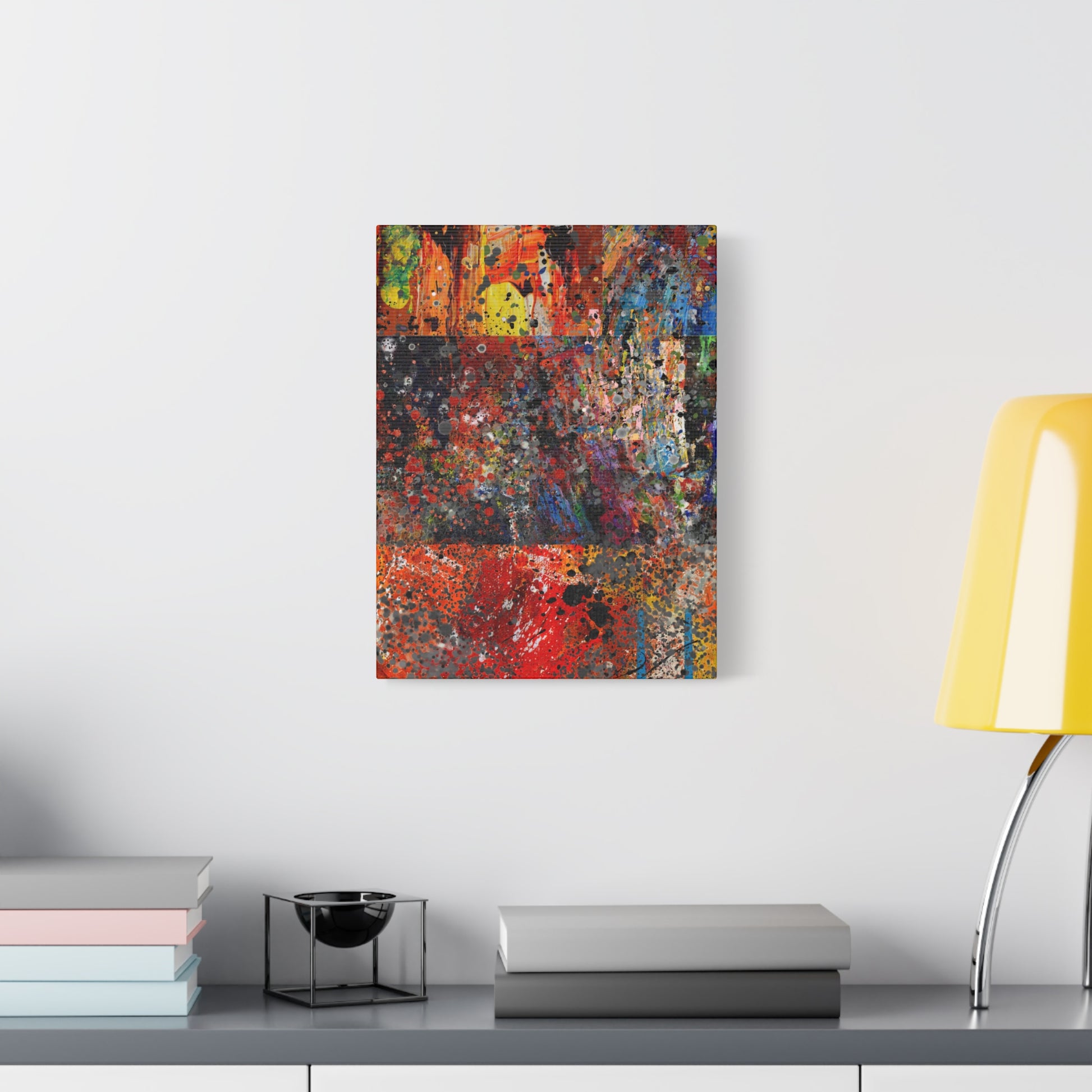 Fragments of Fire : Bold Red and Orange Abstract Splatter Canvas Art Print - Paragon Prints