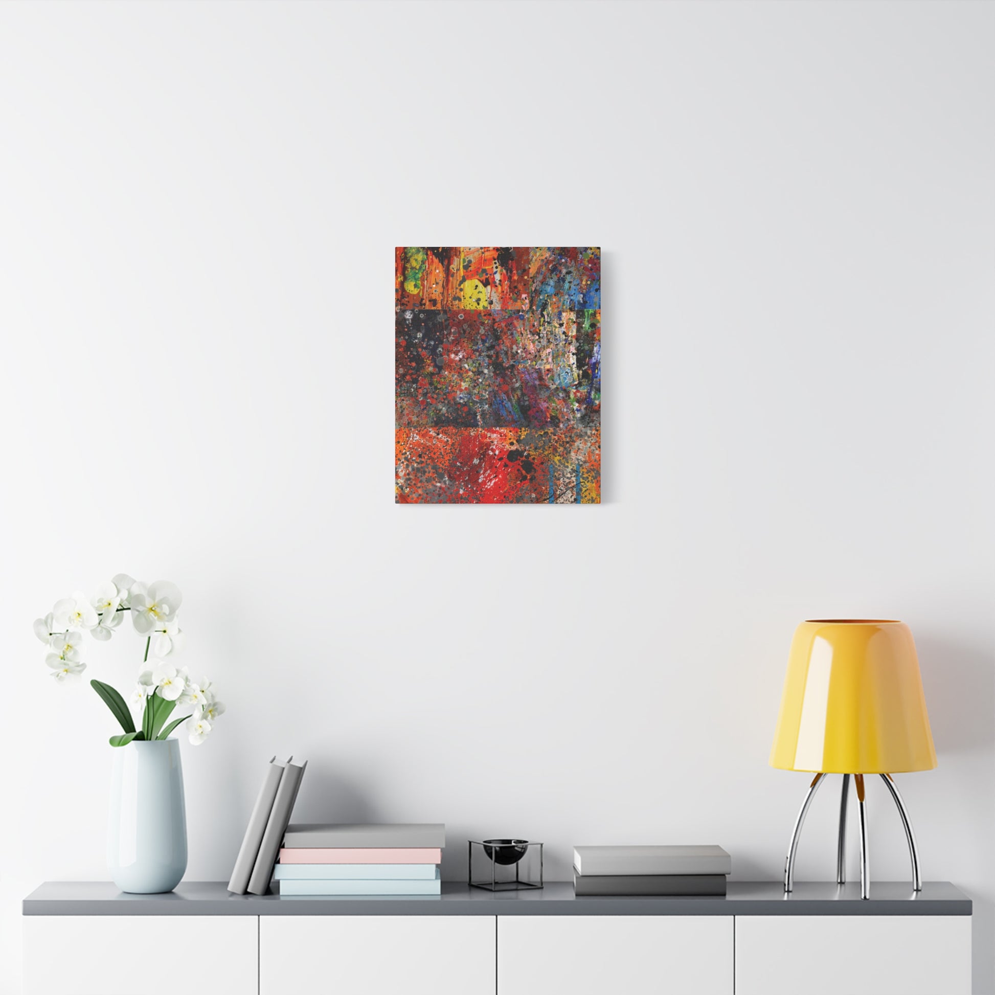 Fragments of Fire : Bold Red and Orange Abstract Splatter Canvas Art Print - Paragon Prints