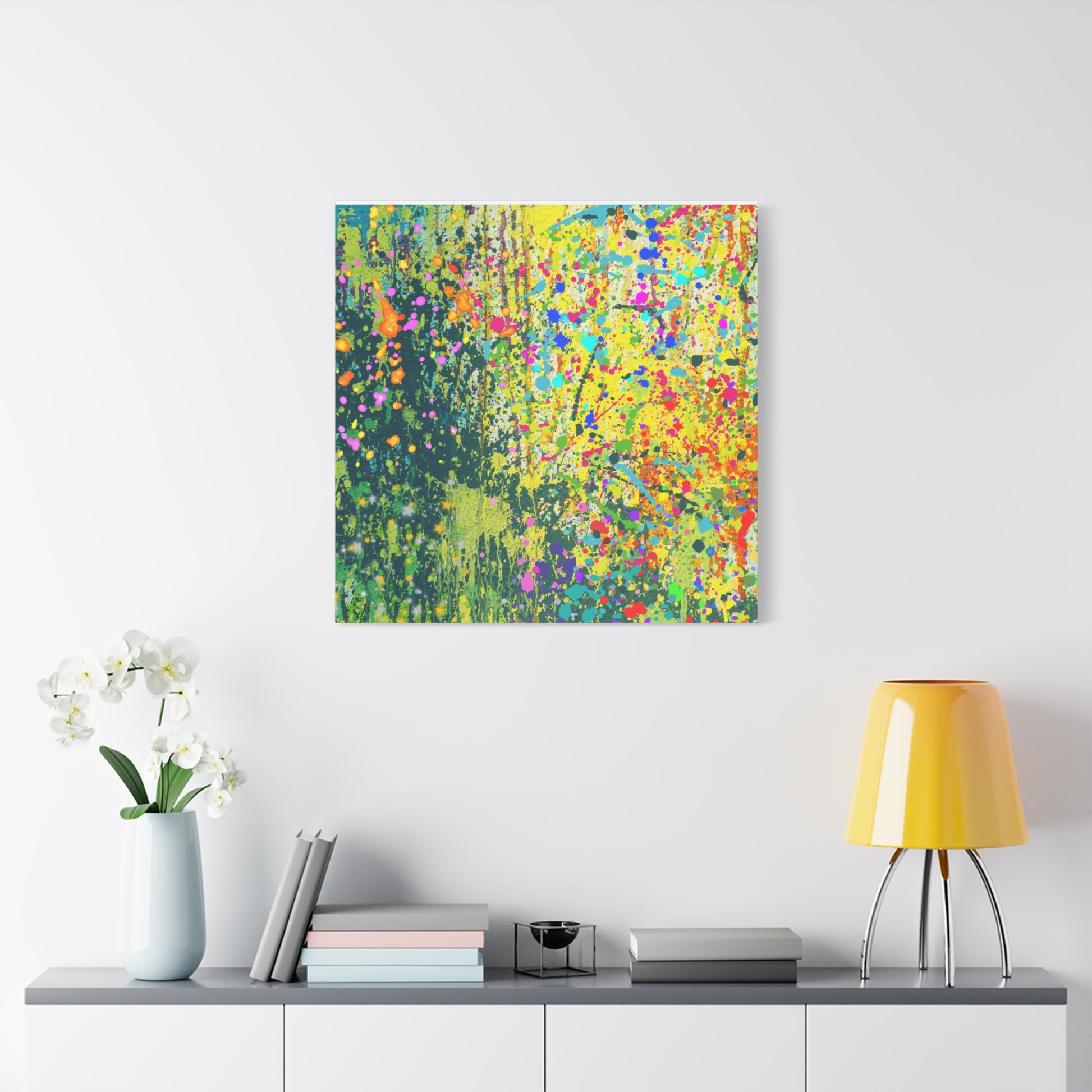 Vibrant Colorful Paint Splatter Abstract Art Canvas Print - Paragon Prints