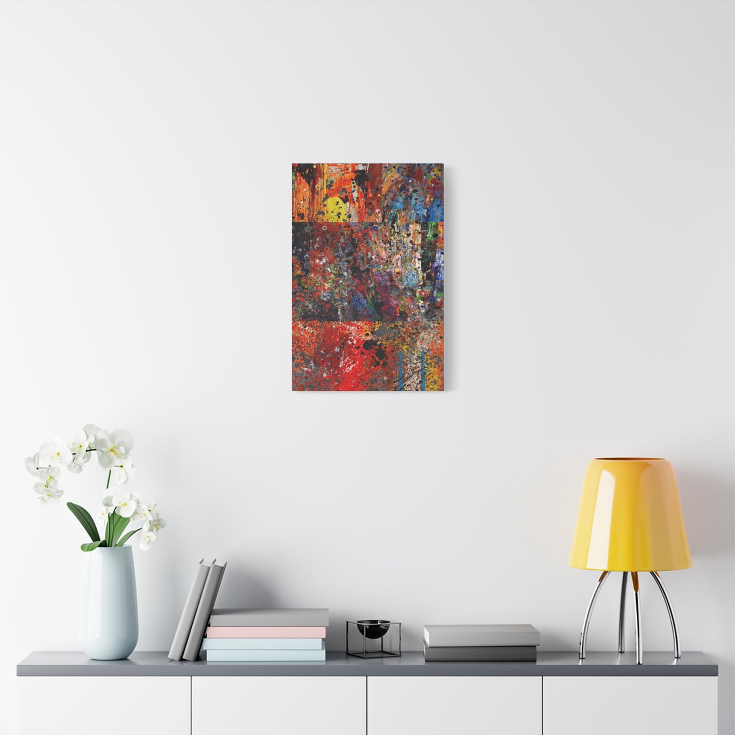 Fragments of Fire : Bold Red and Orange Abstract Splatter Canvas Art Print - Paragon Prints
