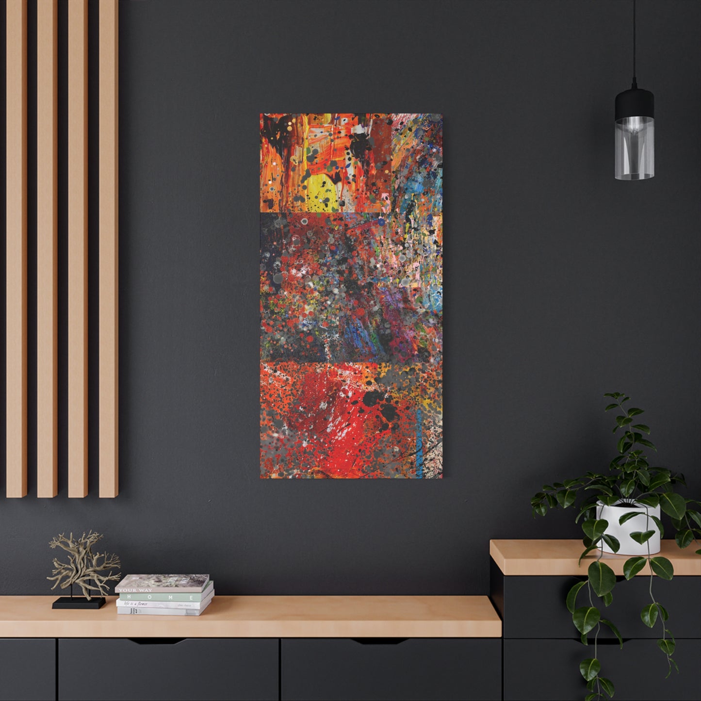 Fragments of Fire : Bold Red and Orange Abstract Splatter Canvas Art Print - Paragon Prints