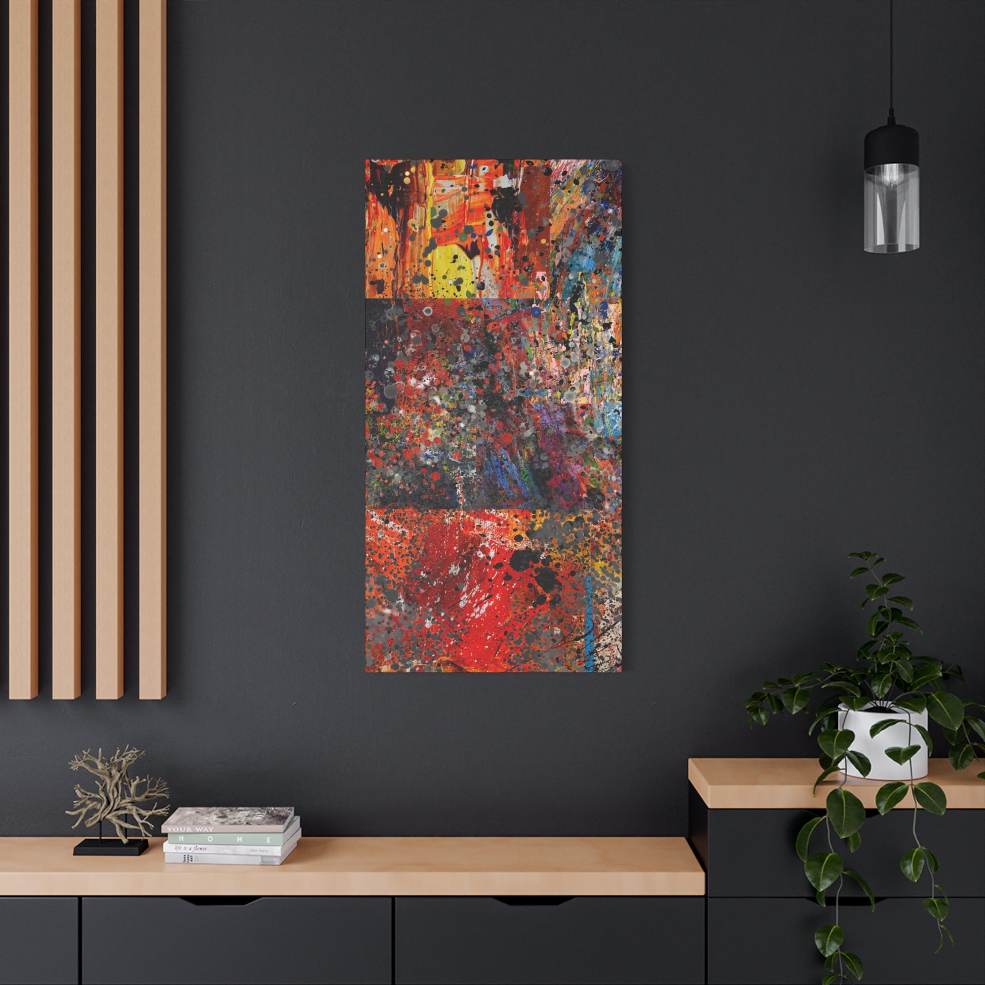 Fragments of Fire : Bold Red and Orange Abstract Splatter Canvas Art Print - Paragon Prints