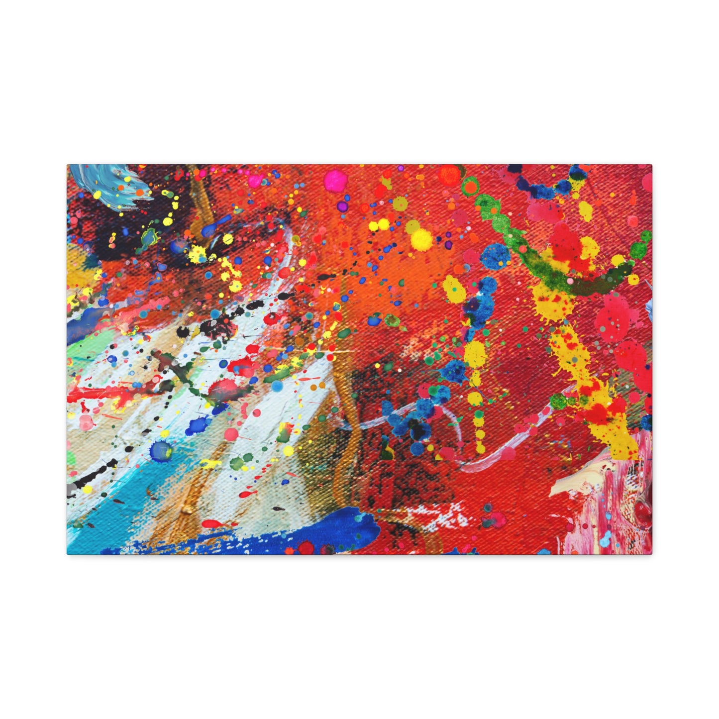Vibrant chaotic abstract art canvas print featuring bold colors and dynamic brushstrokes