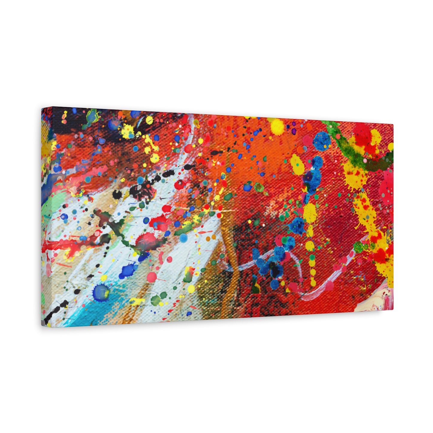 Chaotic abstract art canvas print featuring vibrant colors and dynamic brushstrokes