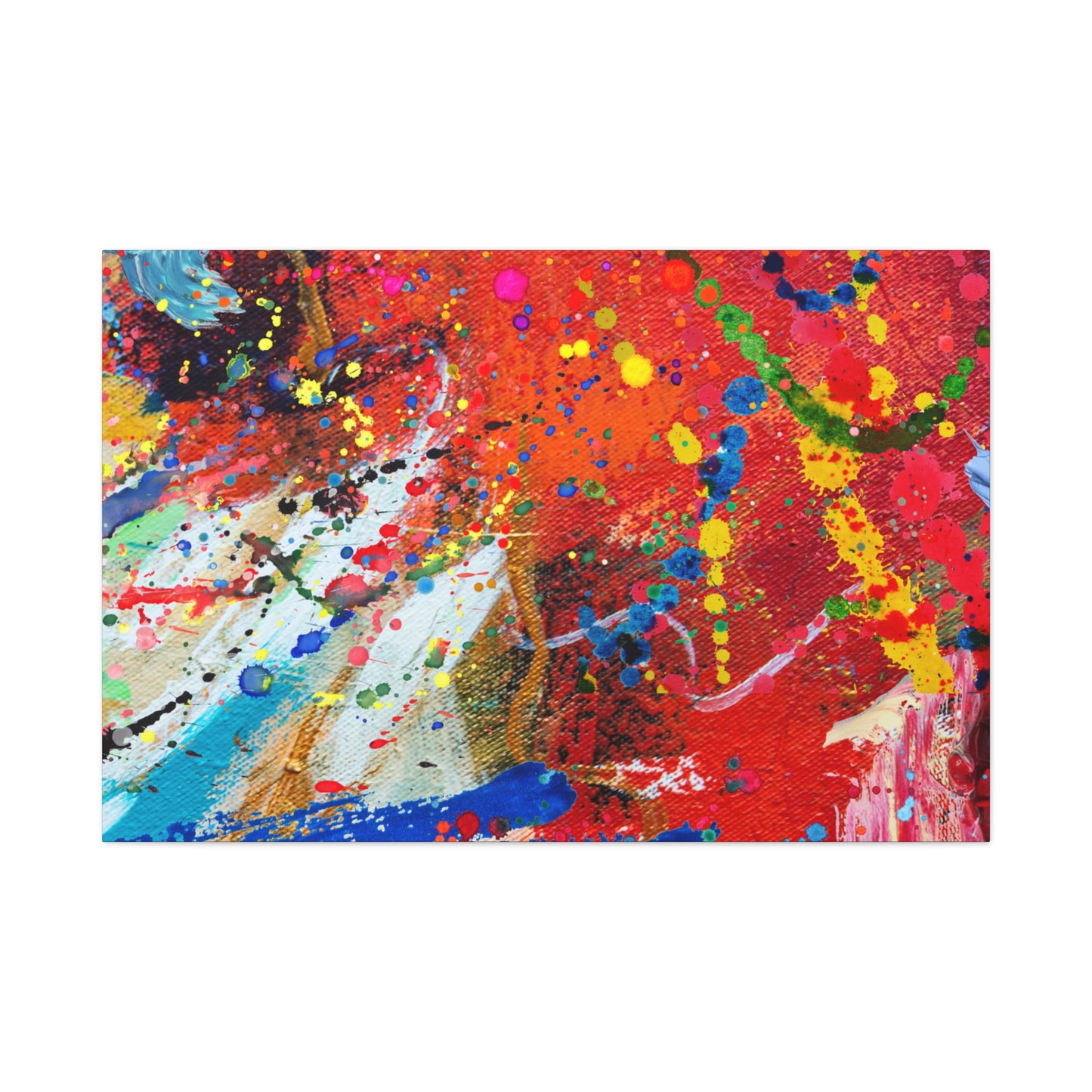 Chaotic abstract art canvas print featuring vibrant colors and dynamic brush strokes