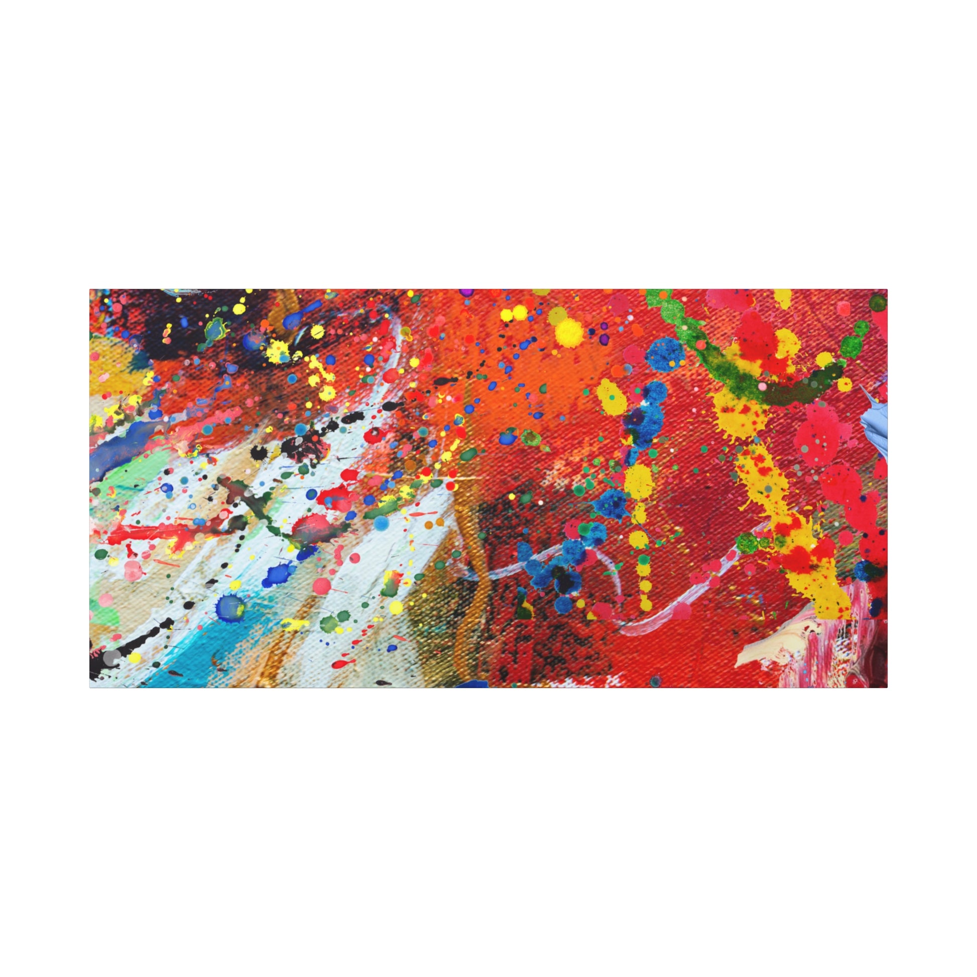 Colorful chaotic abstract art canvas print with vibrant splashes and swirls for modern decor