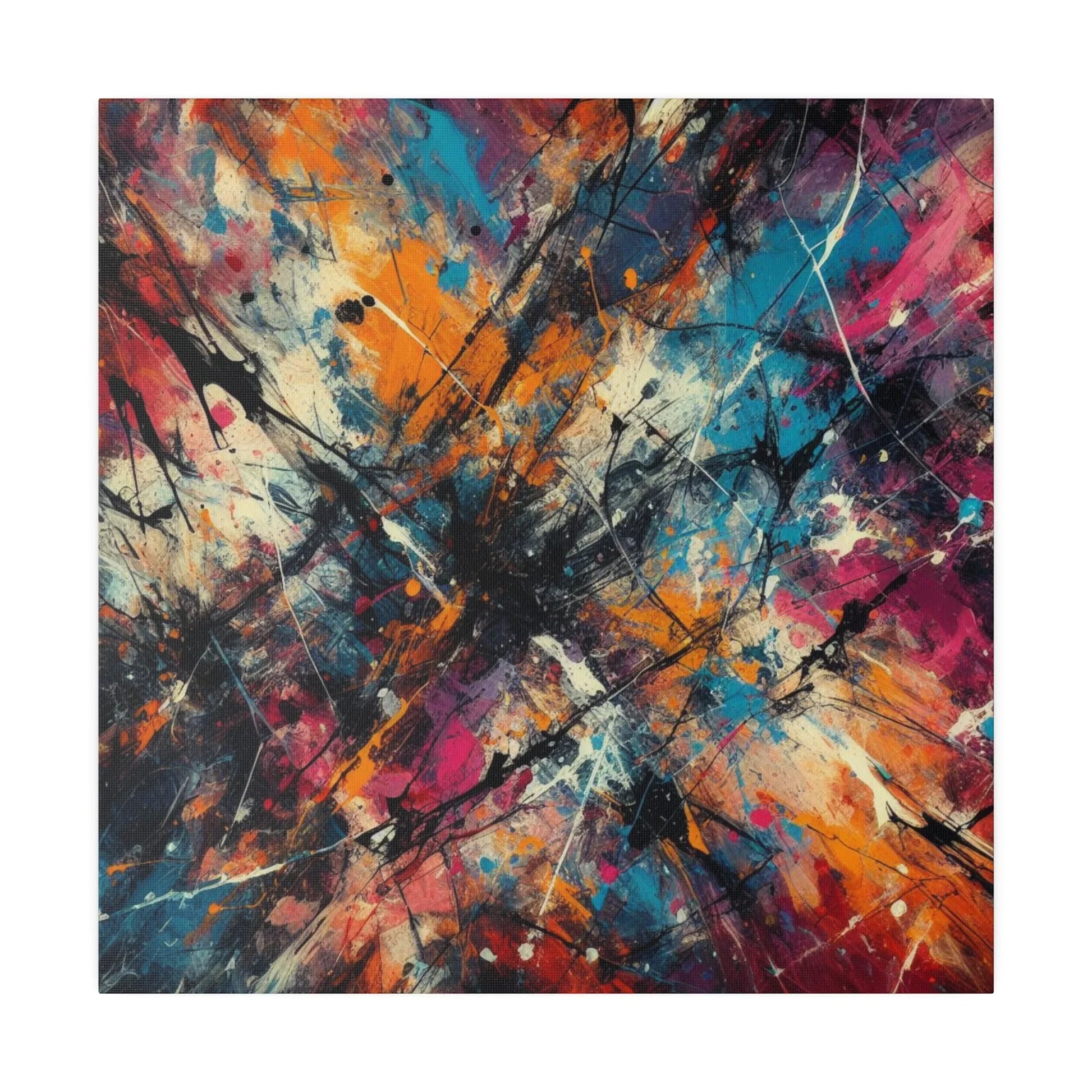 Electric chaos abstract canvas art print featuring vibrant colors and dynamic brush strokes