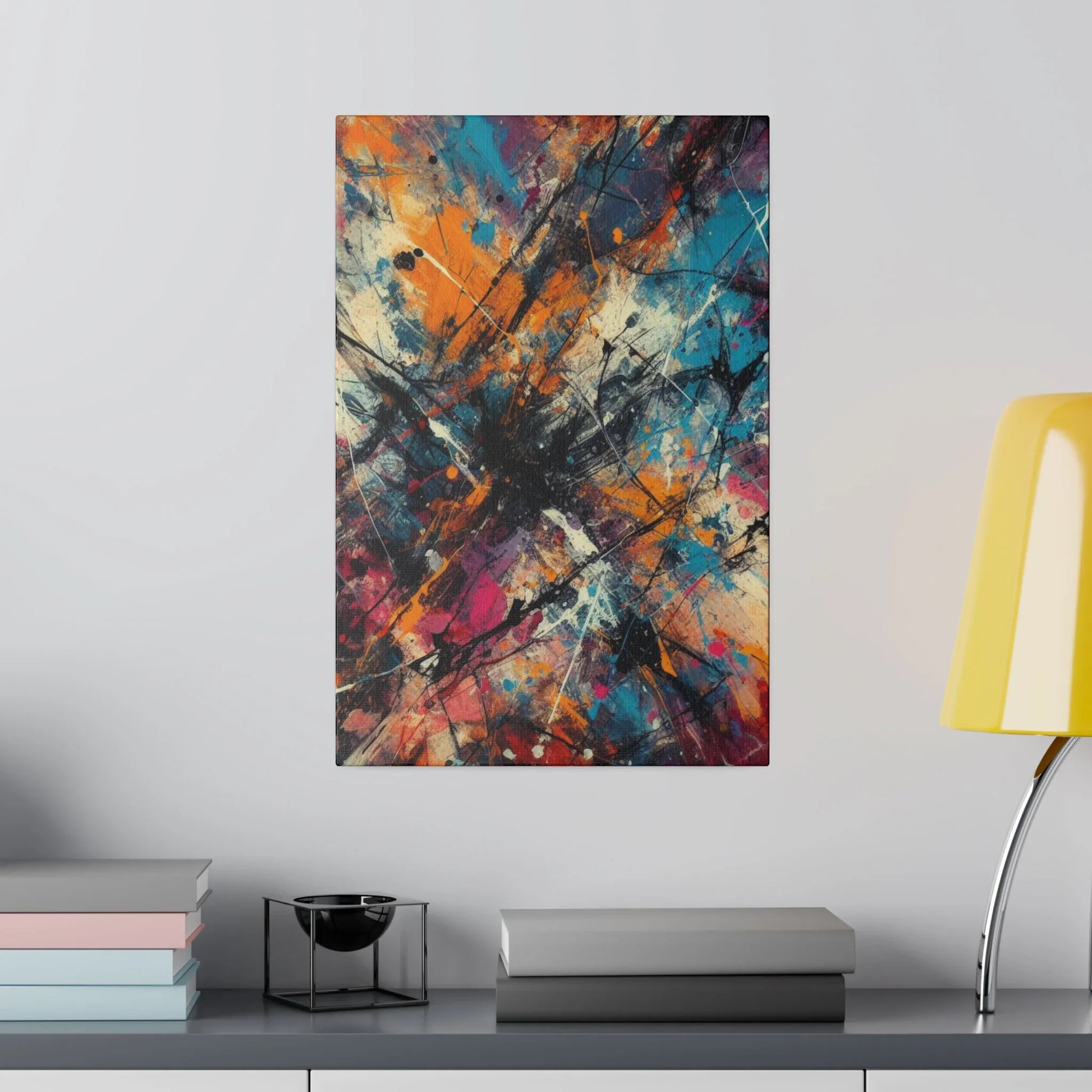 Electric chaos abstract canvas art print featuring vibrant colors and dynamic patterns