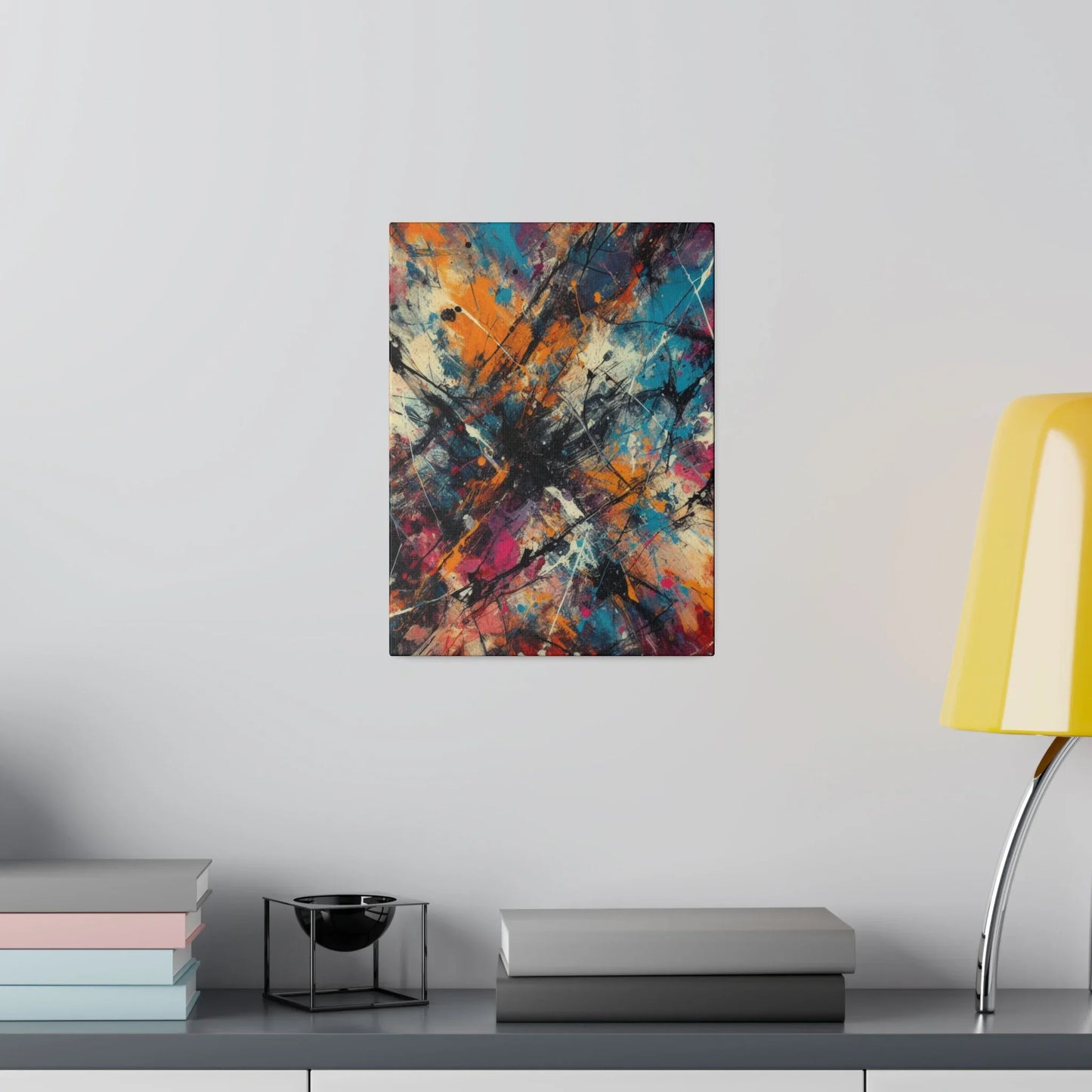 Electric chaos abstract canvas art print featuring vibrant colors and dynamic brushstrokes