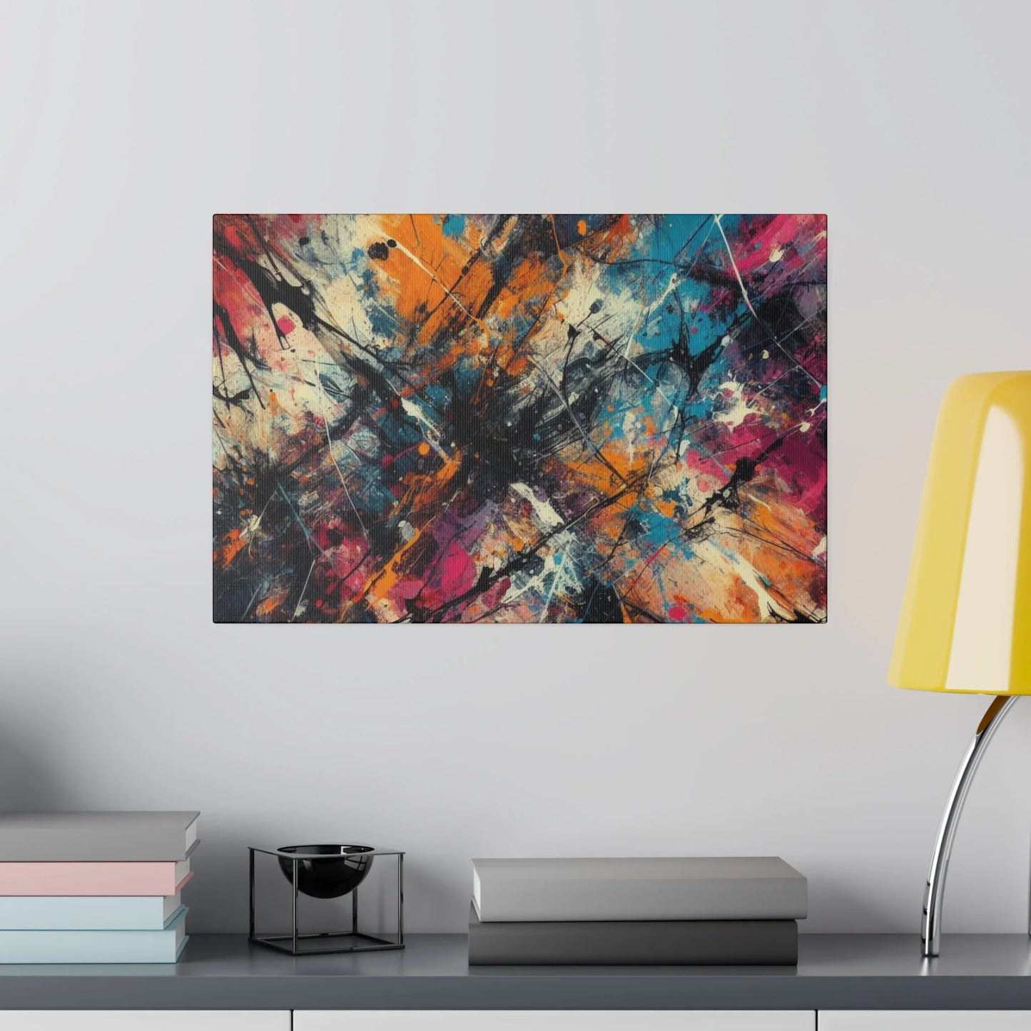 Vibrant electric chaos abstract canvas art print featuring dynamic colors and bold brushstrokes