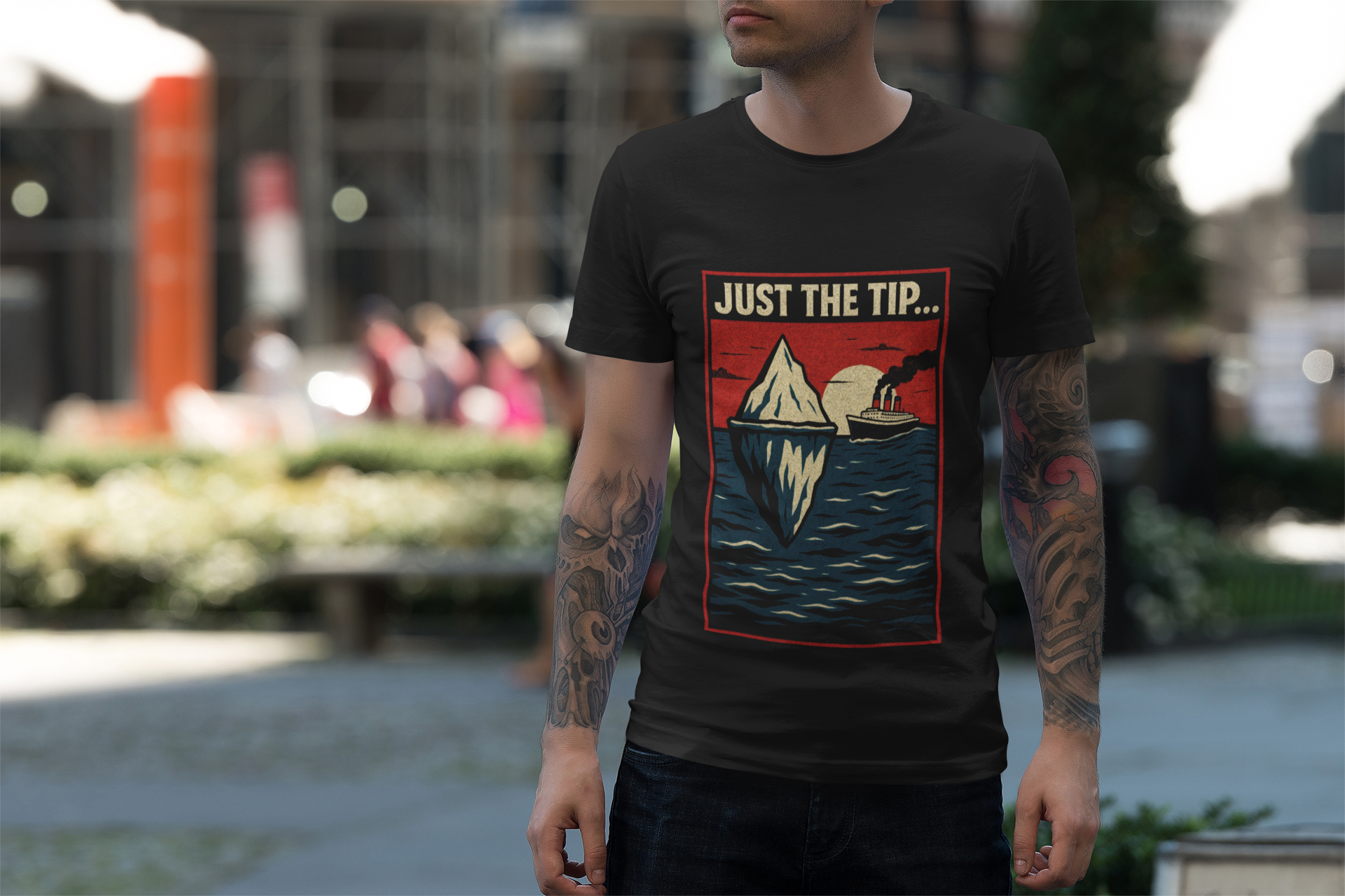 Funny just the tip unisex shirt featuring an iceberg design with bold graphics