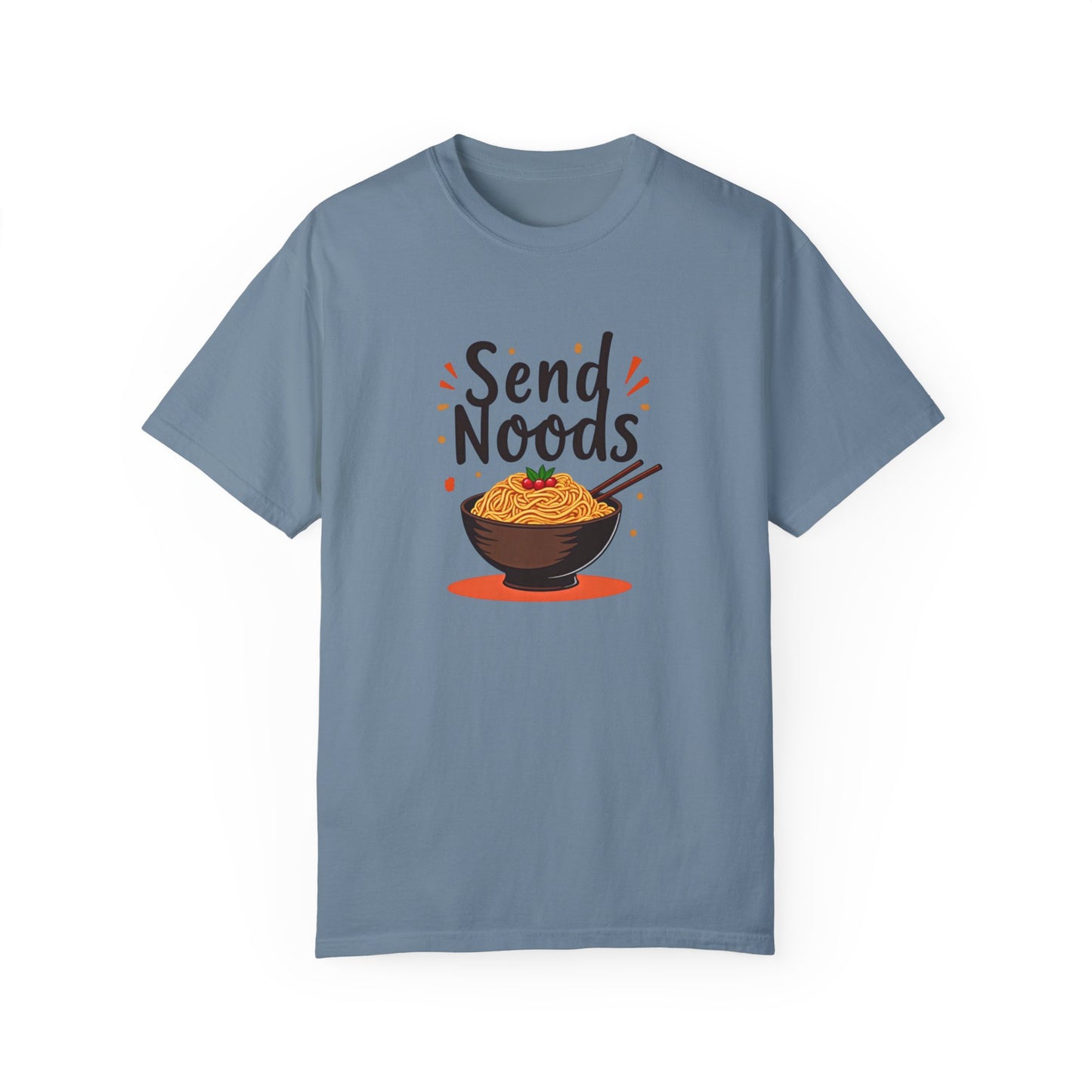 Funny send noods food pun unisex shirt with a bowl of noodles graphic design
