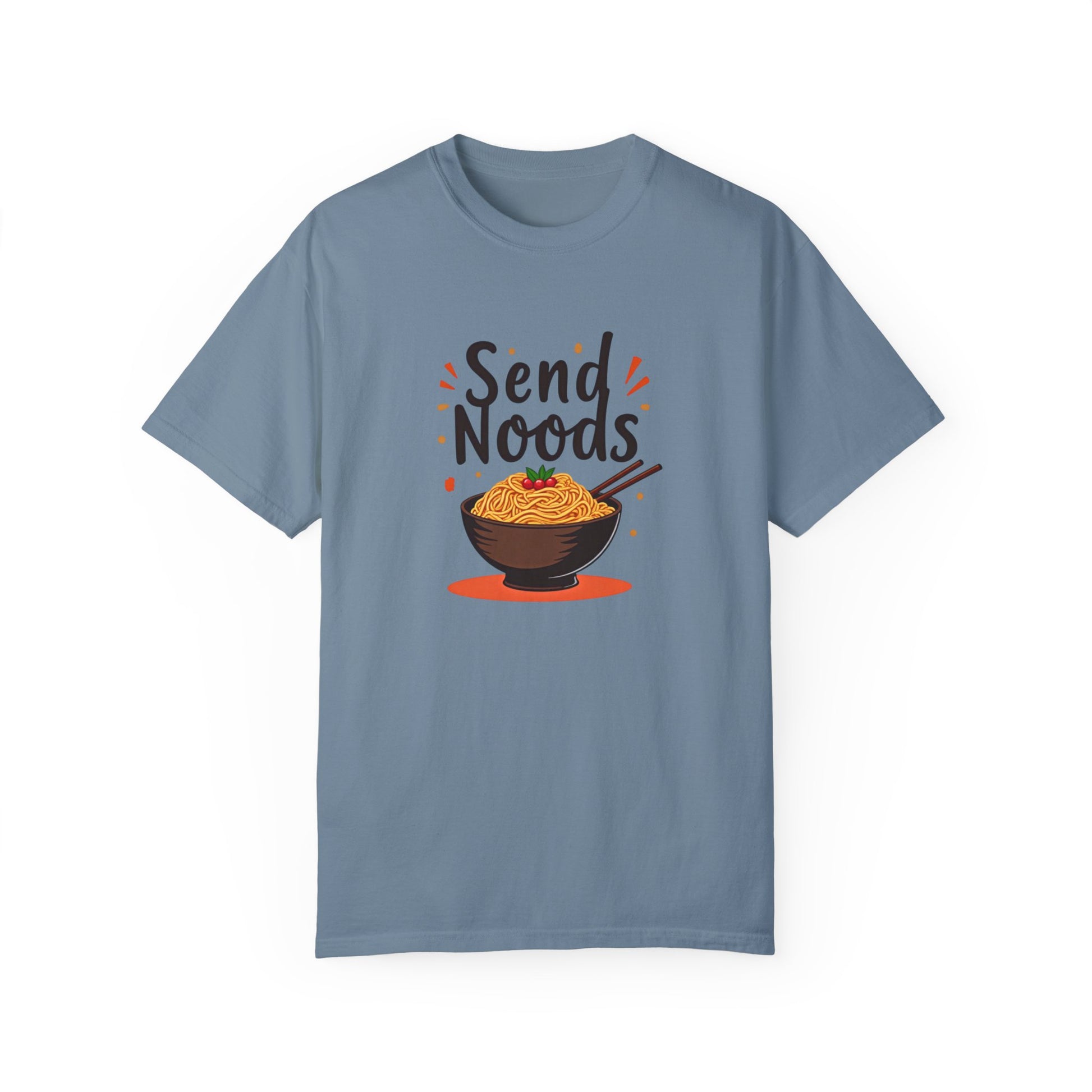 Funny send noods food pun unisex shirt with a bowl of noodles graphic design