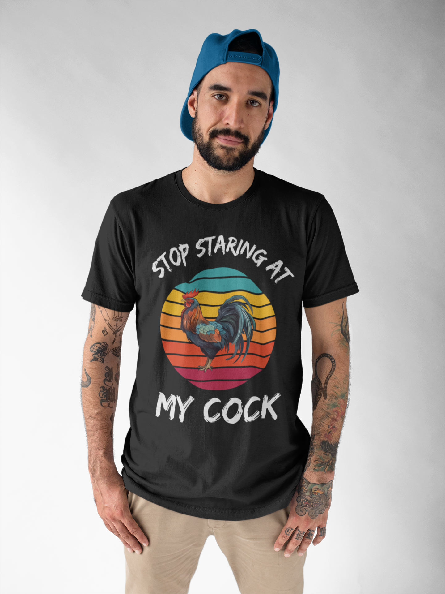 Stop Staring at My Cock Unisex T-Shirt – Funny Rooster Joke  Graphic Tee - Paragon Prints