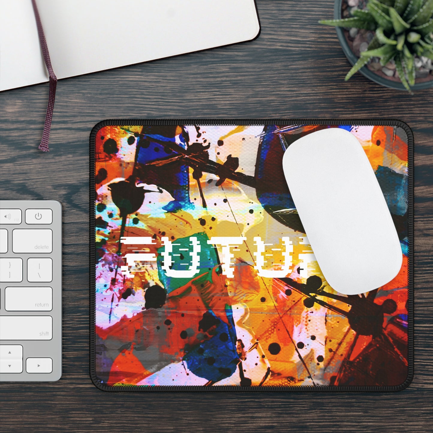 Modern graphic abstract art mousepad featuring vibrant colors and unique patterns for a stylish workspace