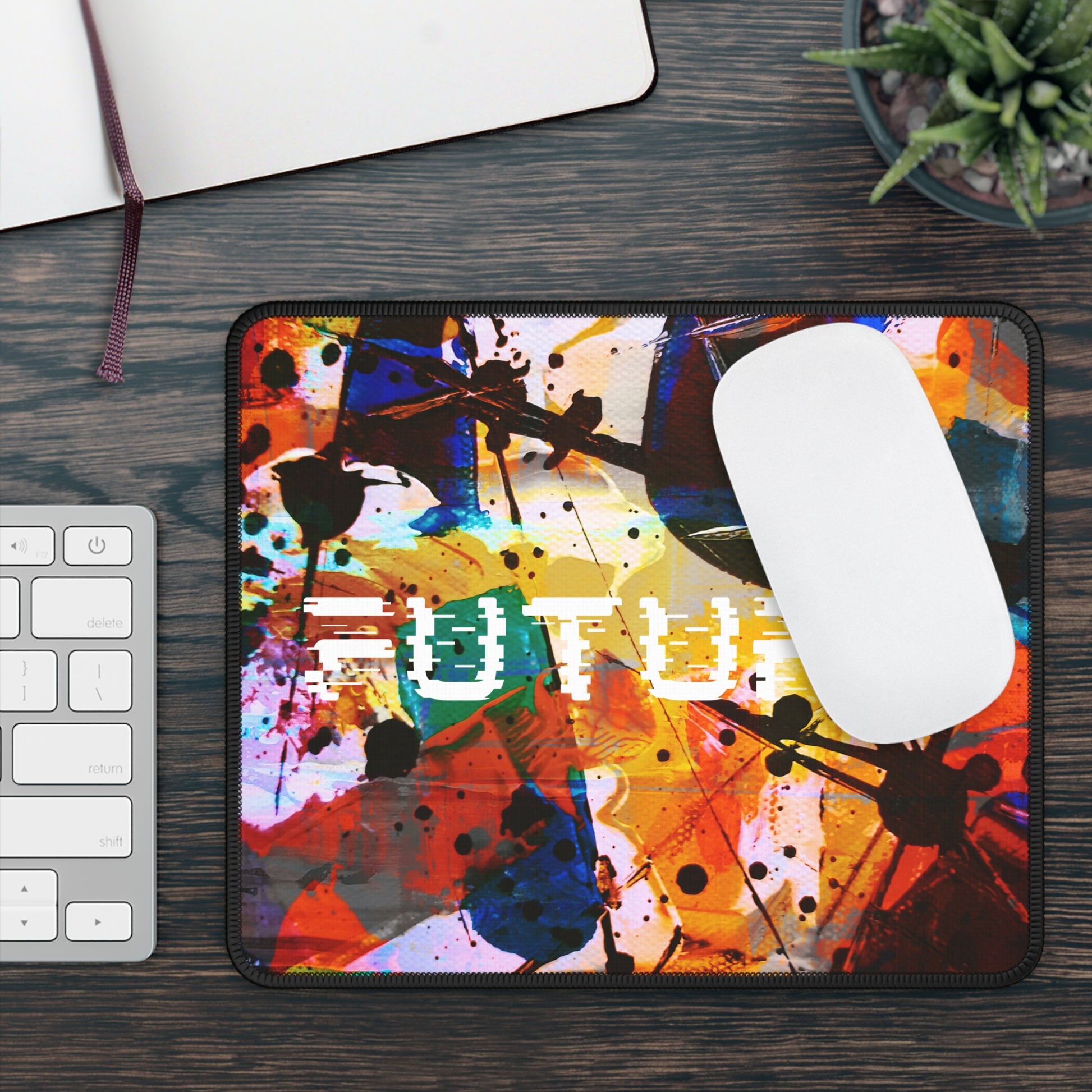 Modern graphic abstract art mousepad featuring vibrant colors and unique patterns for a stylish workspace