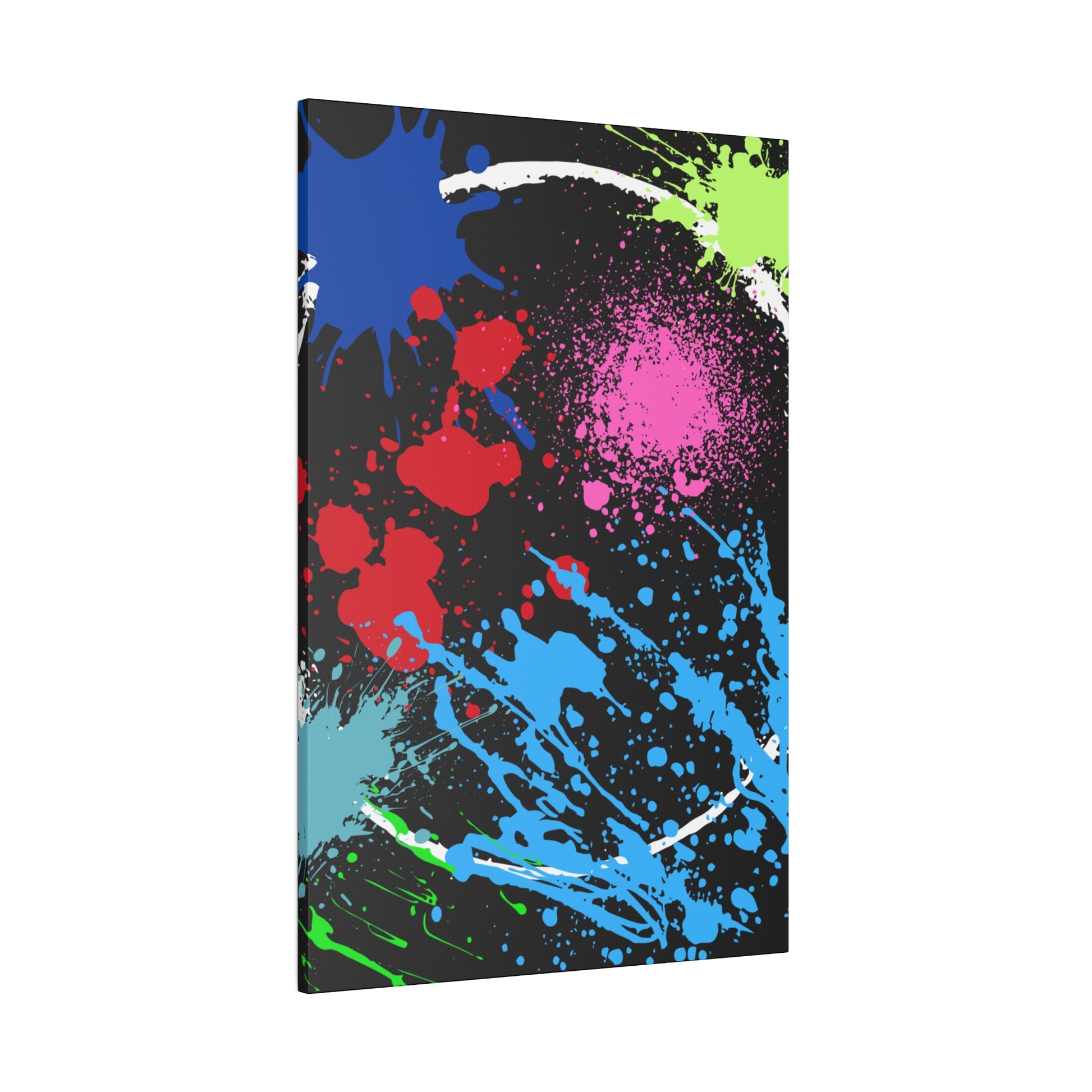 Printify neon eclipse abstract canvas wall art with vibrant colorful paint splatter design