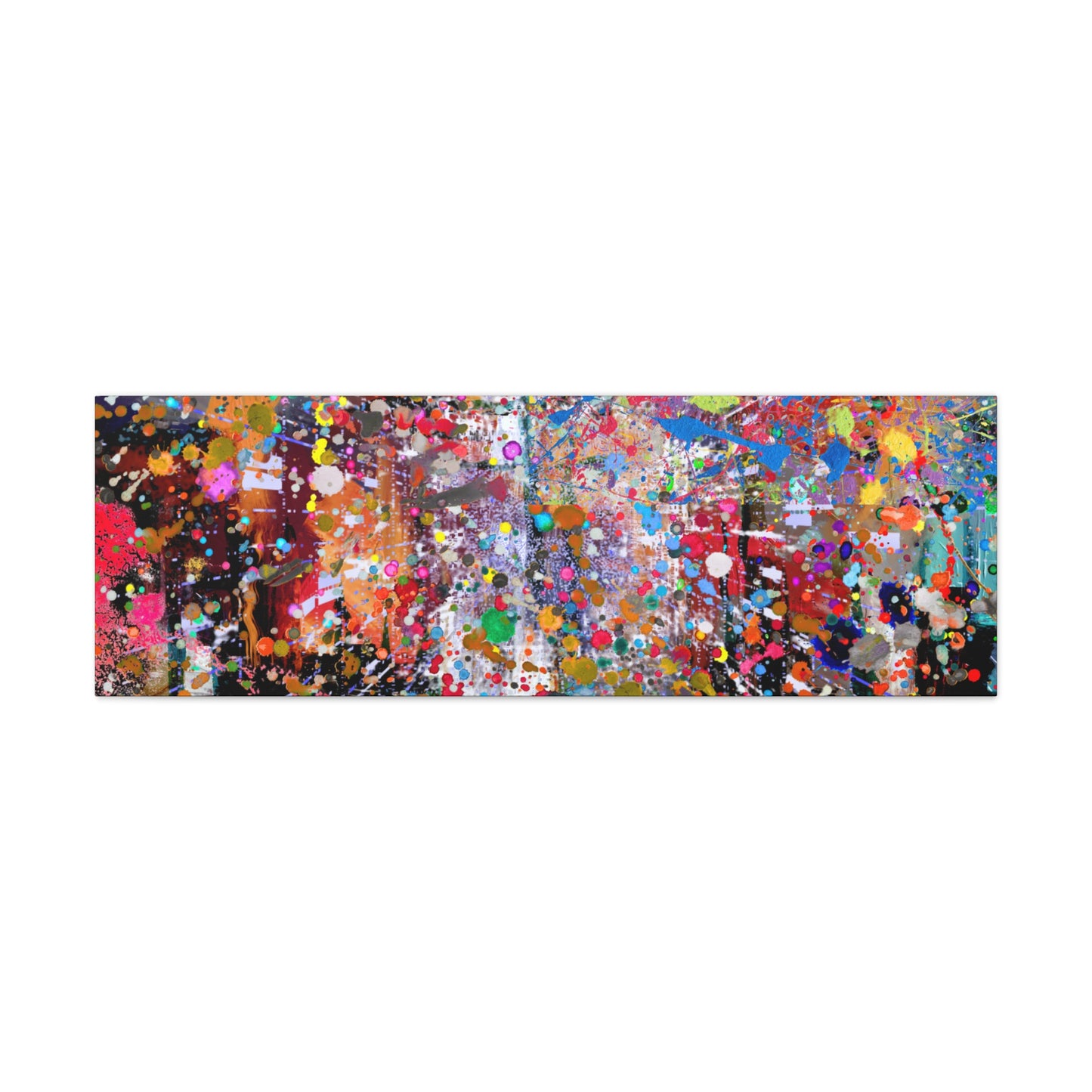Colorful neon explosion abstract art canvas print featuring vibrant splashes and patterns