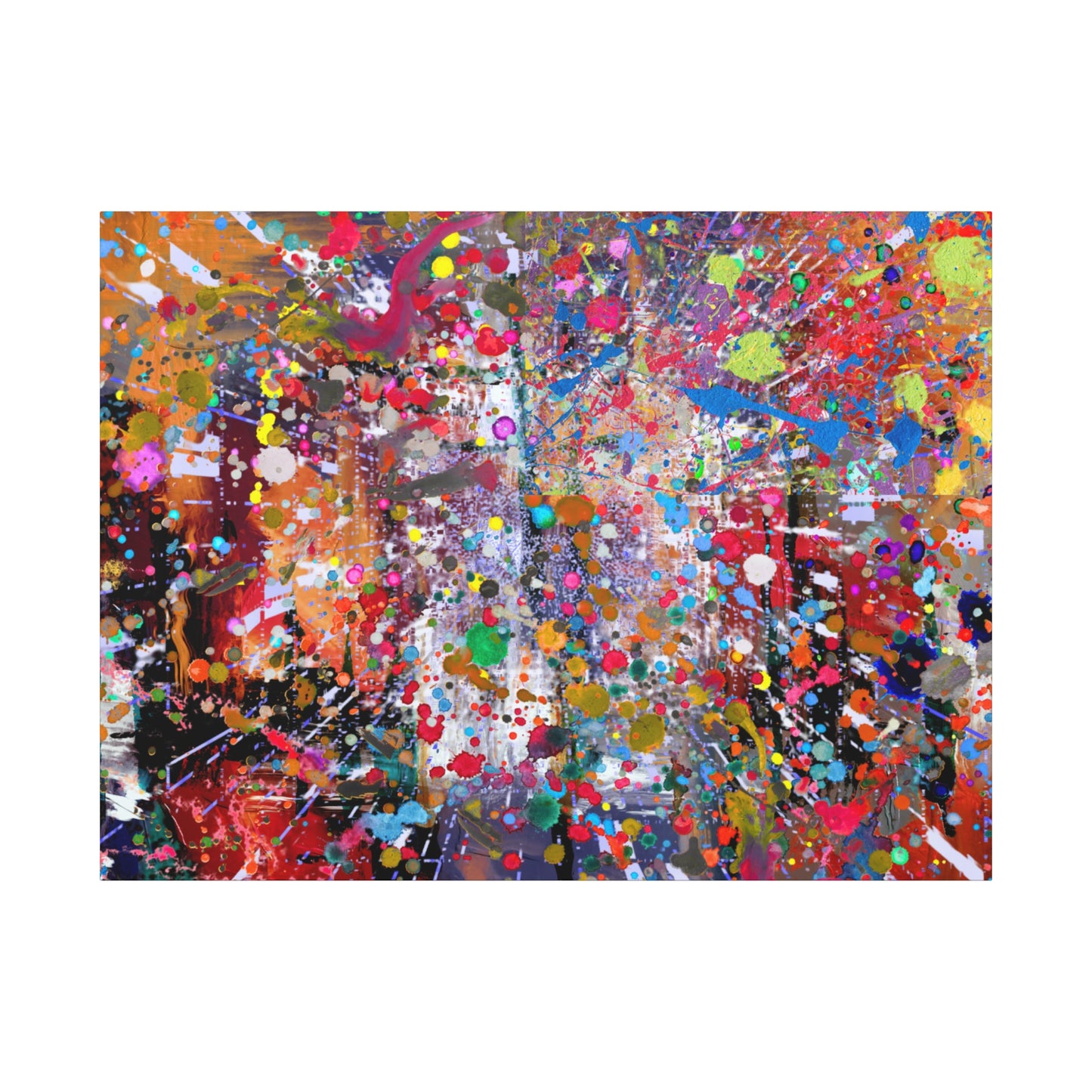 Vibrant neon explosion abstract art canvas print featuring colorful splashes and dynamic patterns