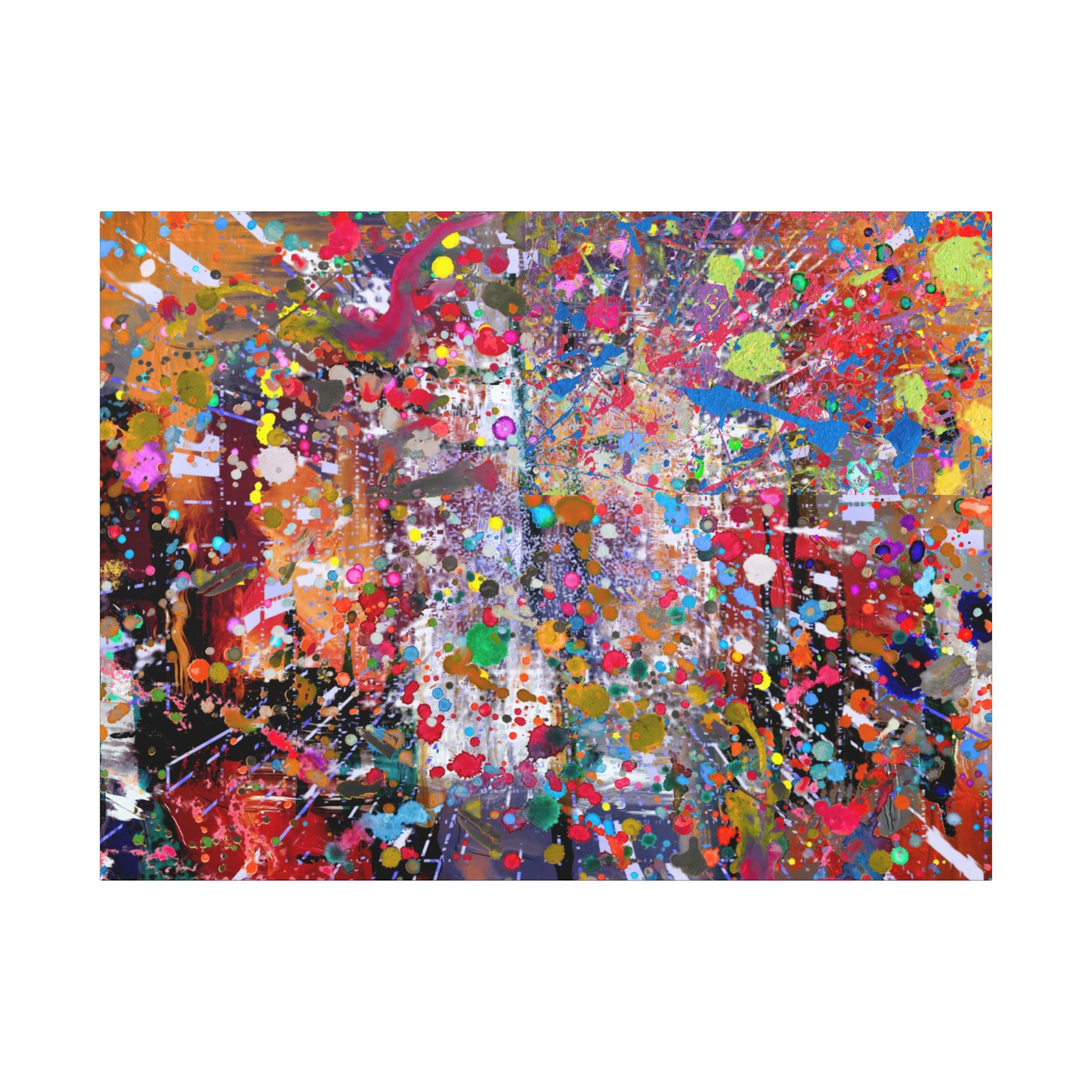 Vibrant neon explosion abstract art canvas print featuring colorful splashes and dynamic patterns