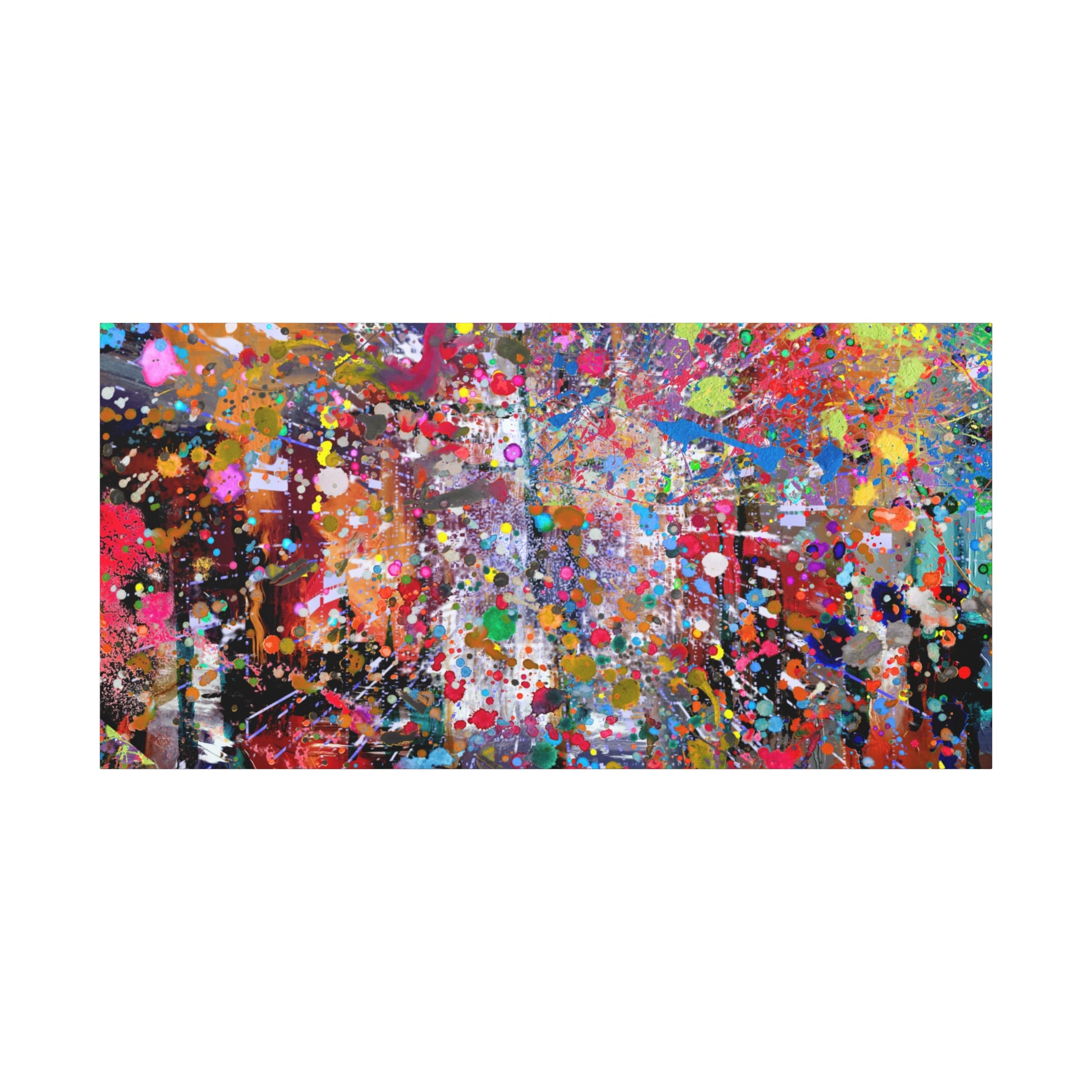 Vibrant neon explosion abstract art canvas print showcasing colorful splashes and patterns