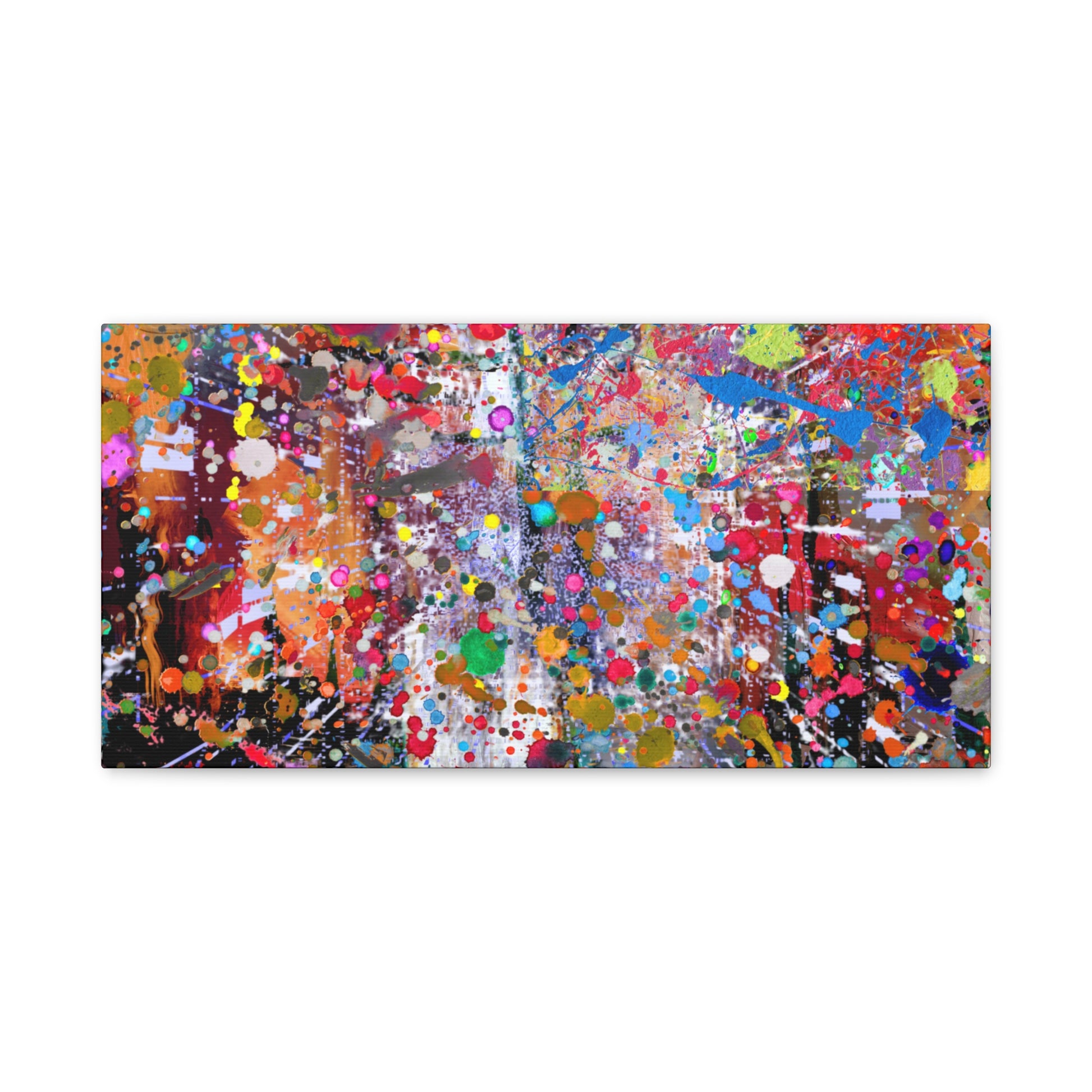Colorful neon explosion abstract art canvas print with vivid splashes and dynamic patterns
