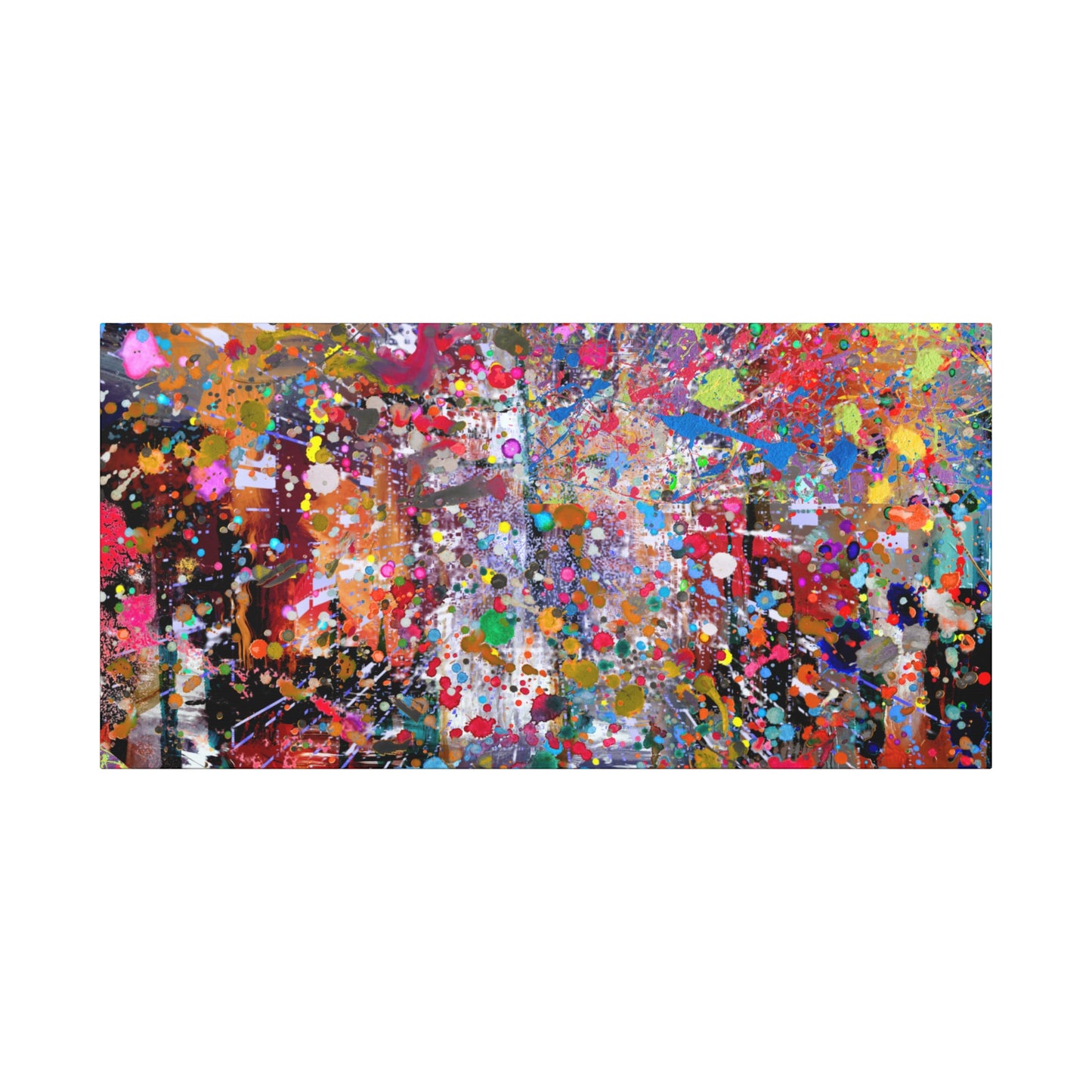 Colorful neon explosion abstract art canvas print with vibrant splashes and dynamic patterns