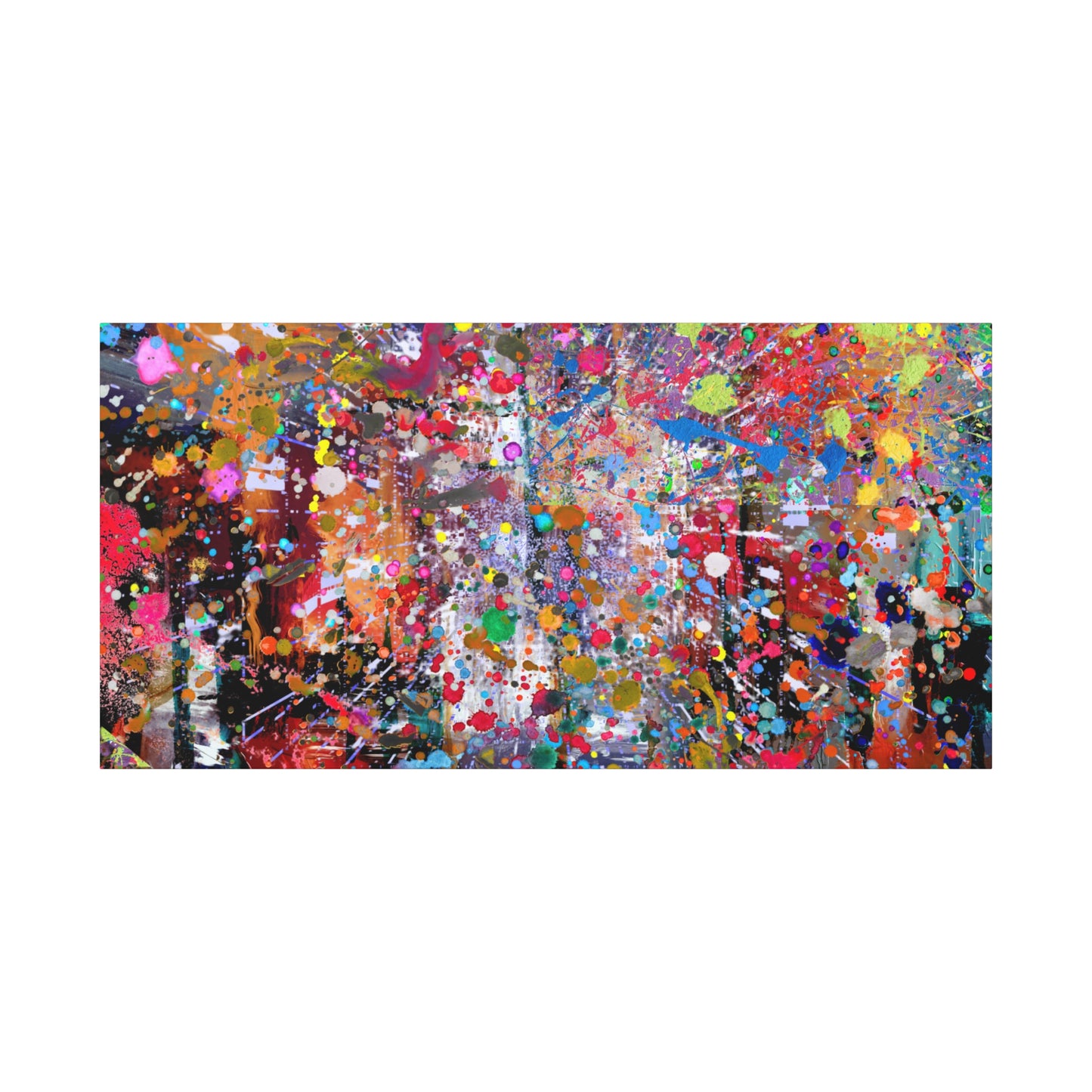 Neon explosion abstract art canvas print featuring vibrant colors and dynamic splashes