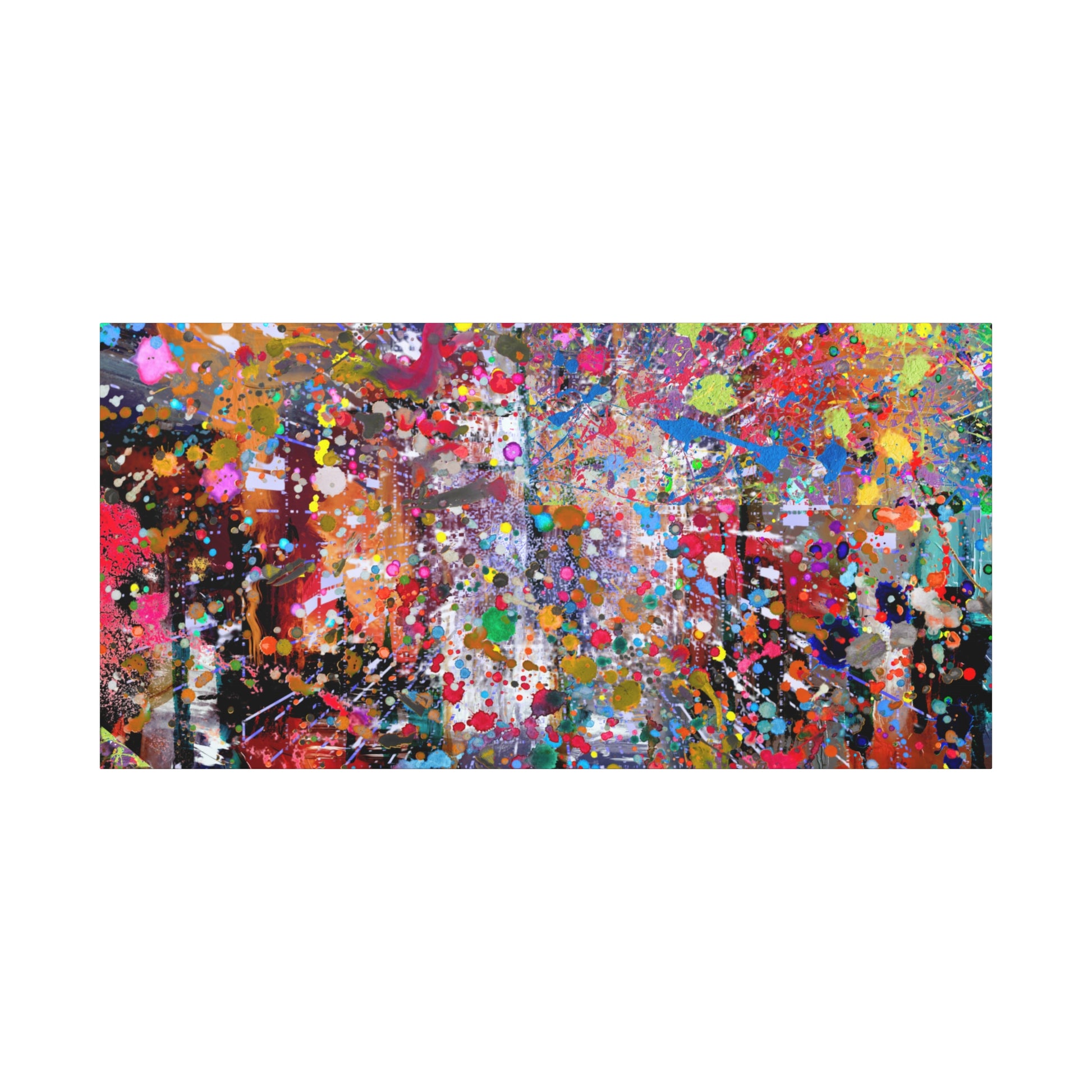 Neon explosion abstract art canvas print featuring vibrant colors and dynamic splashes