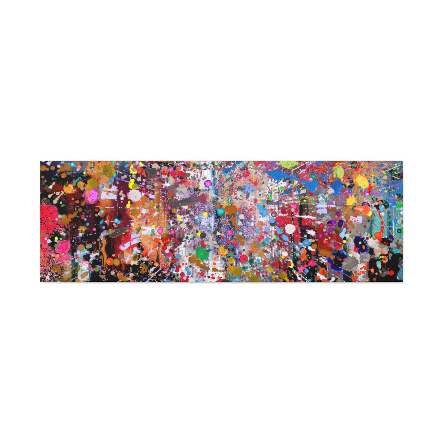 Neon explosion abstract art canvas print with vivid colors and dynamic splash patterns