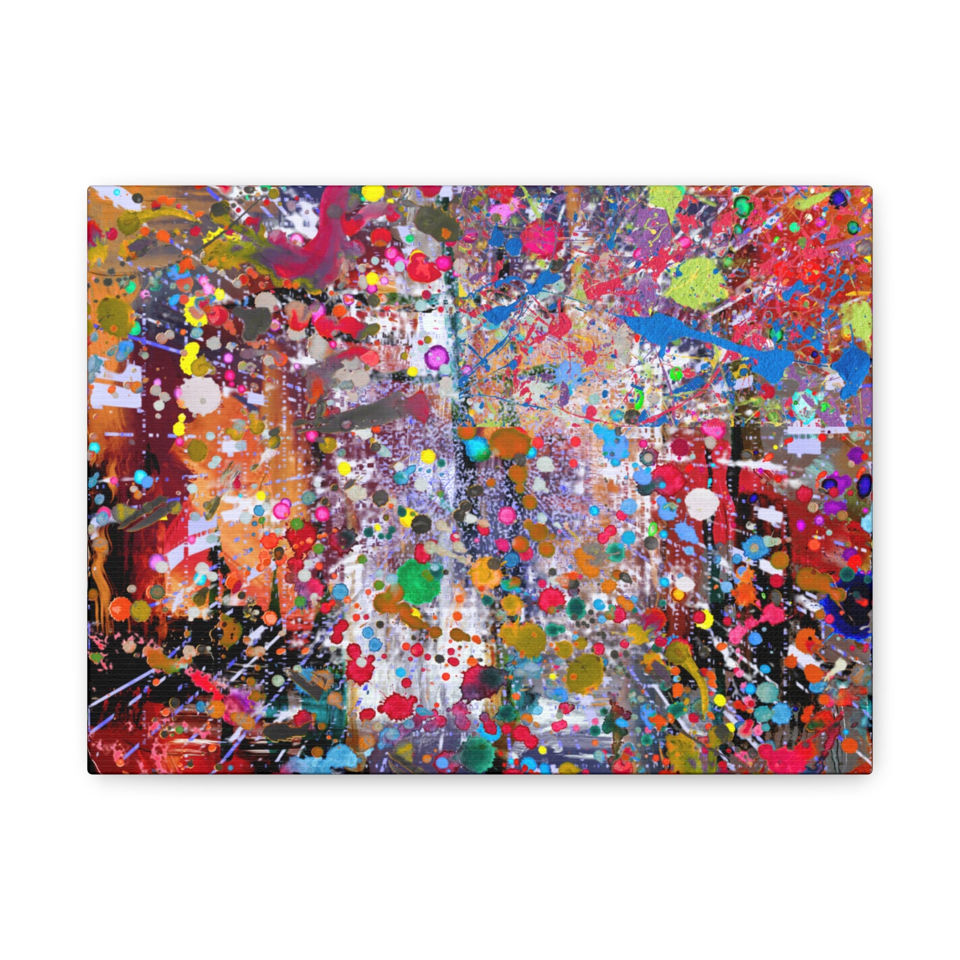 Neon explosion abstract art canvas print featuring vibrant colors and dynamic patterns