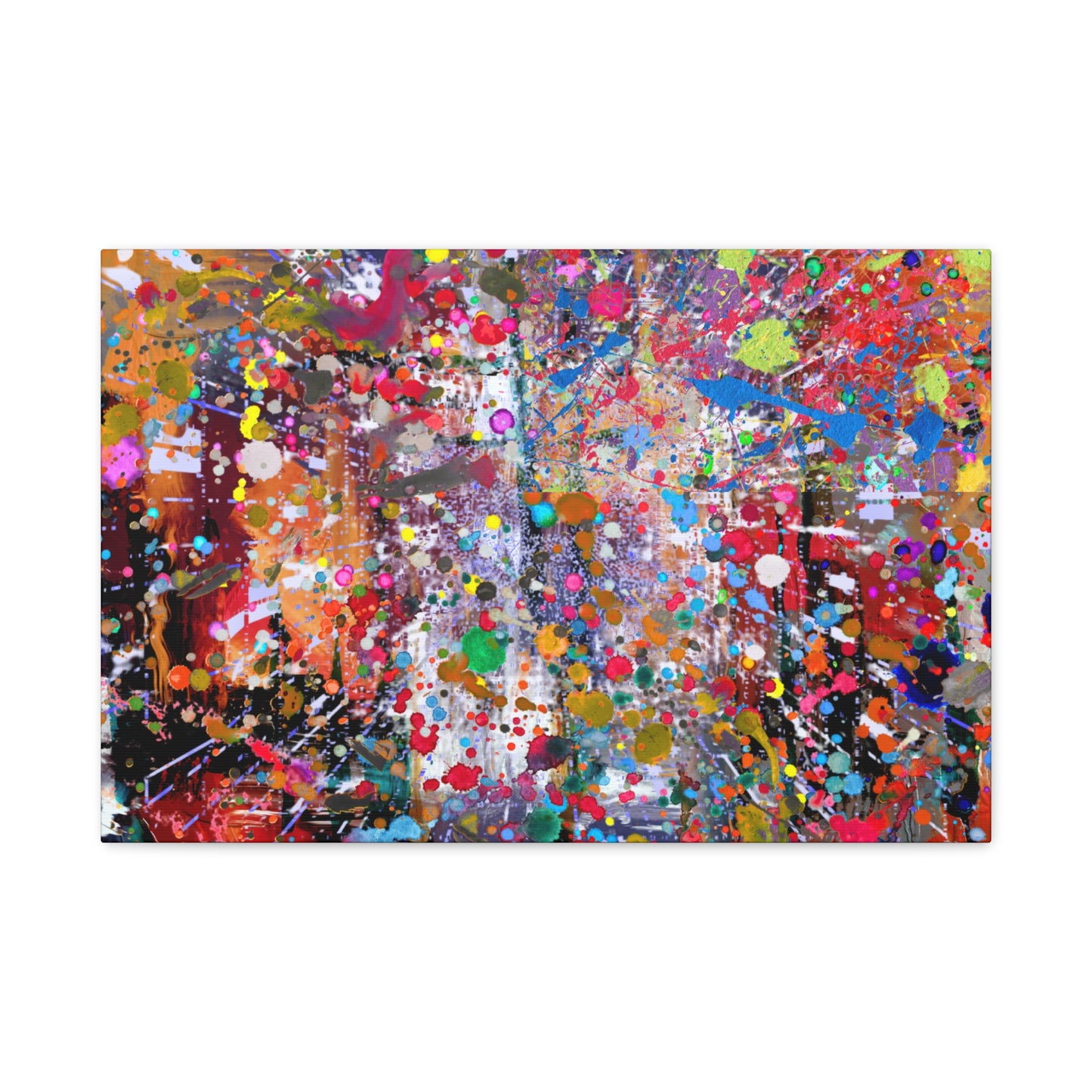 Colorful neon explosion abstract art canvas print with vibrant splashes of paint