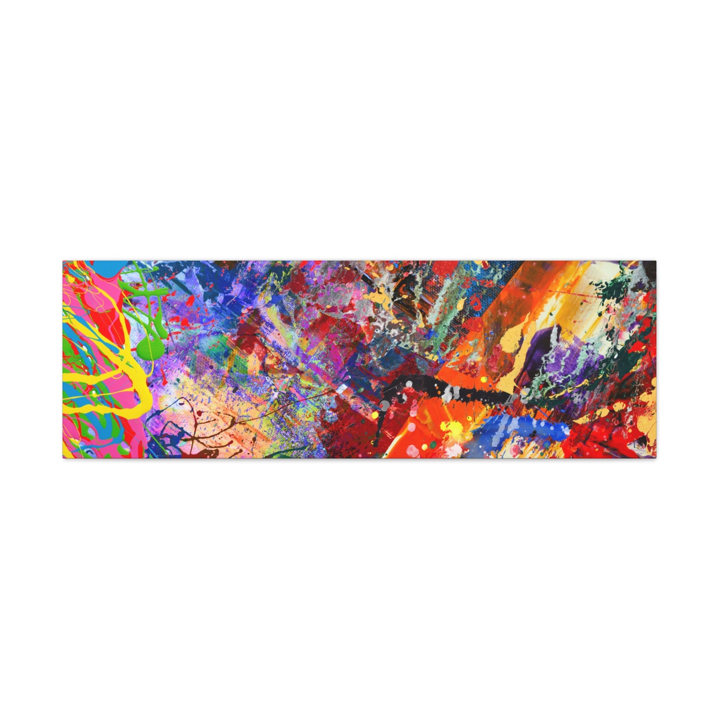 Printify colorful canvas abstract art print kaleidoscope collision with vibrant splashes and dynamic brush strokes