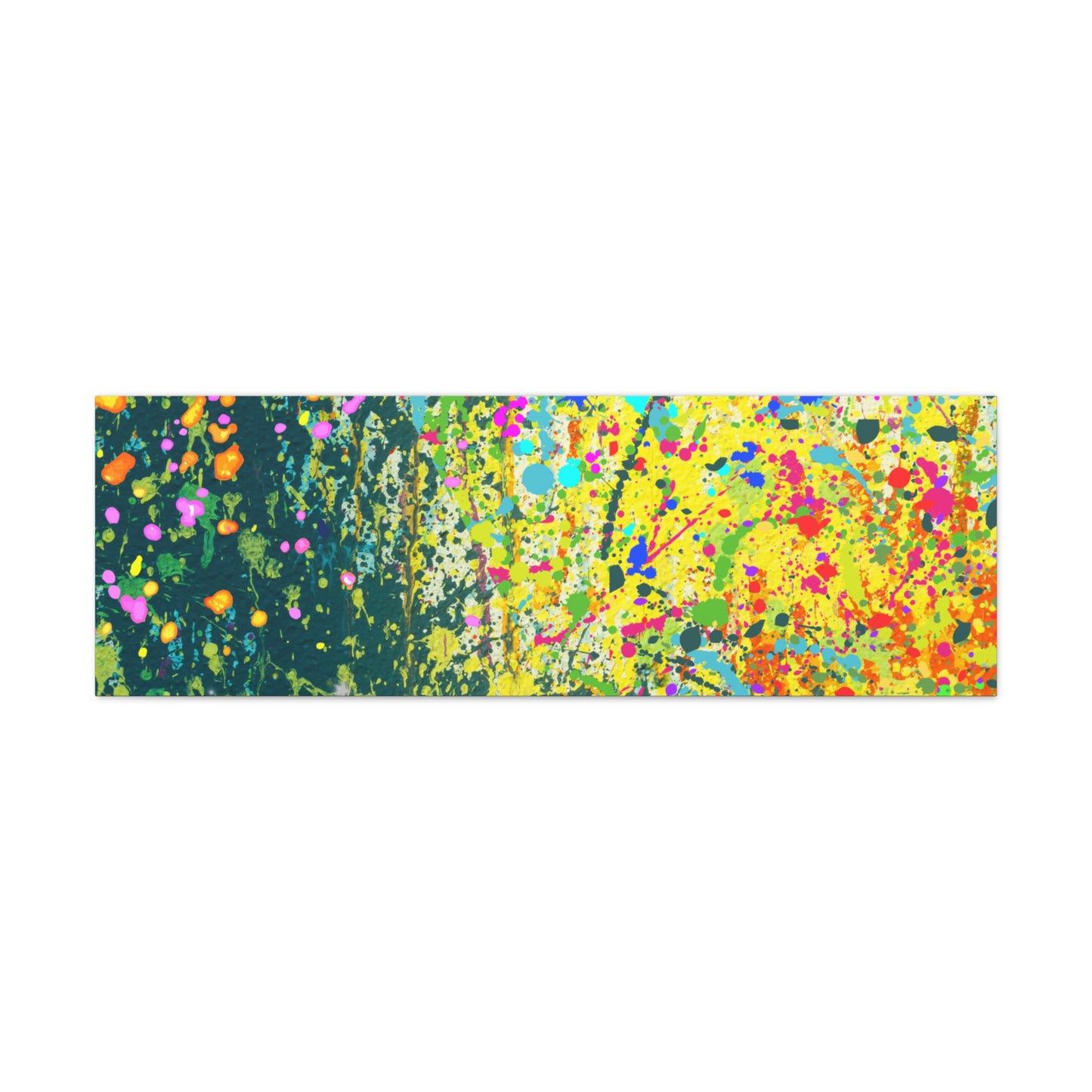 Vibrant colorful paint splatter abstract art canvas print featuring bold colors and artistic patterns