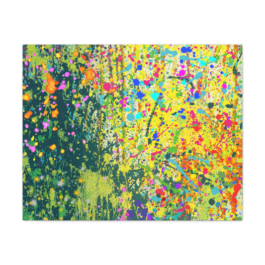 Vibrant colorful paint splatter abstract art canvas print showcasing a burst of colors